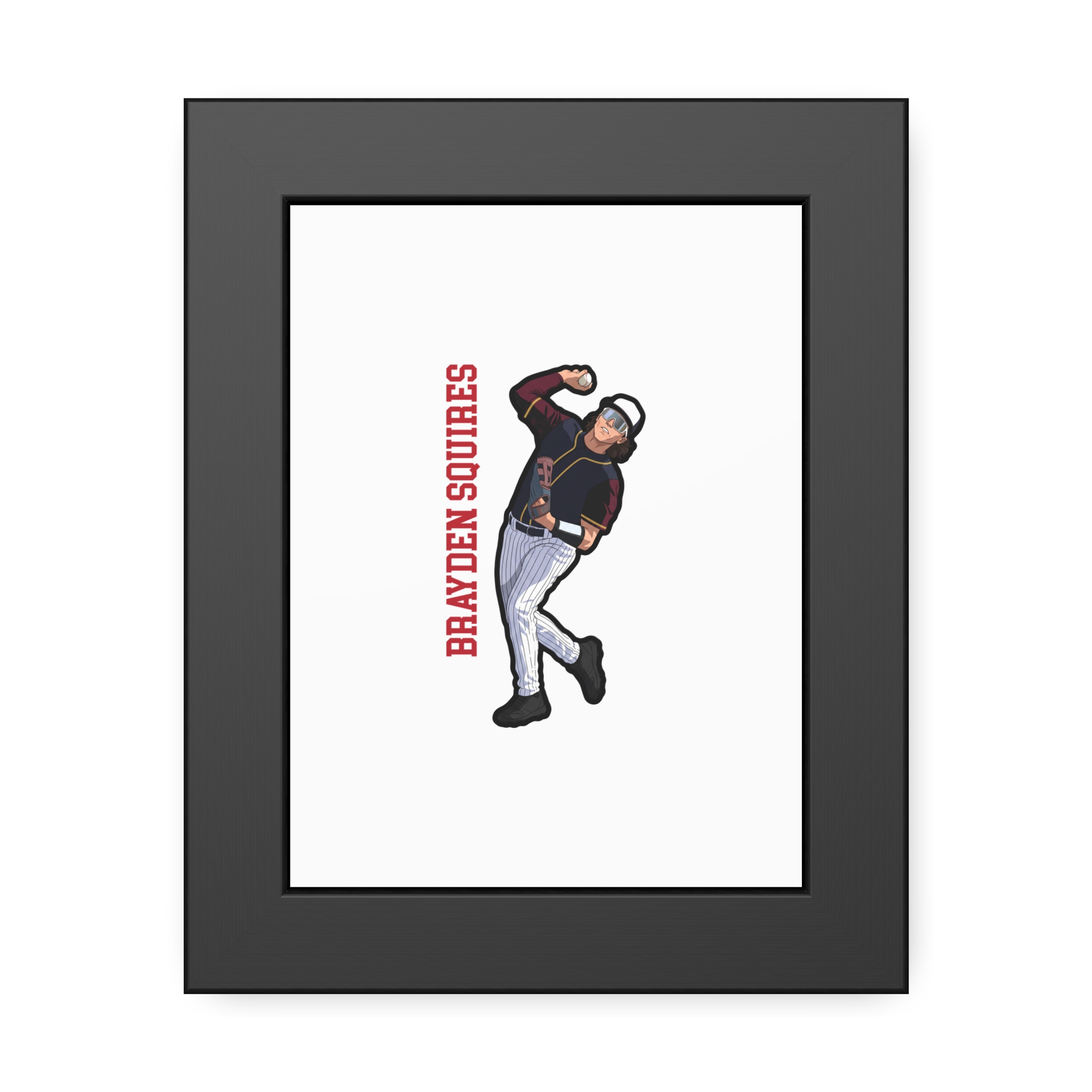 Framed Poster — character_name_vertical in Black