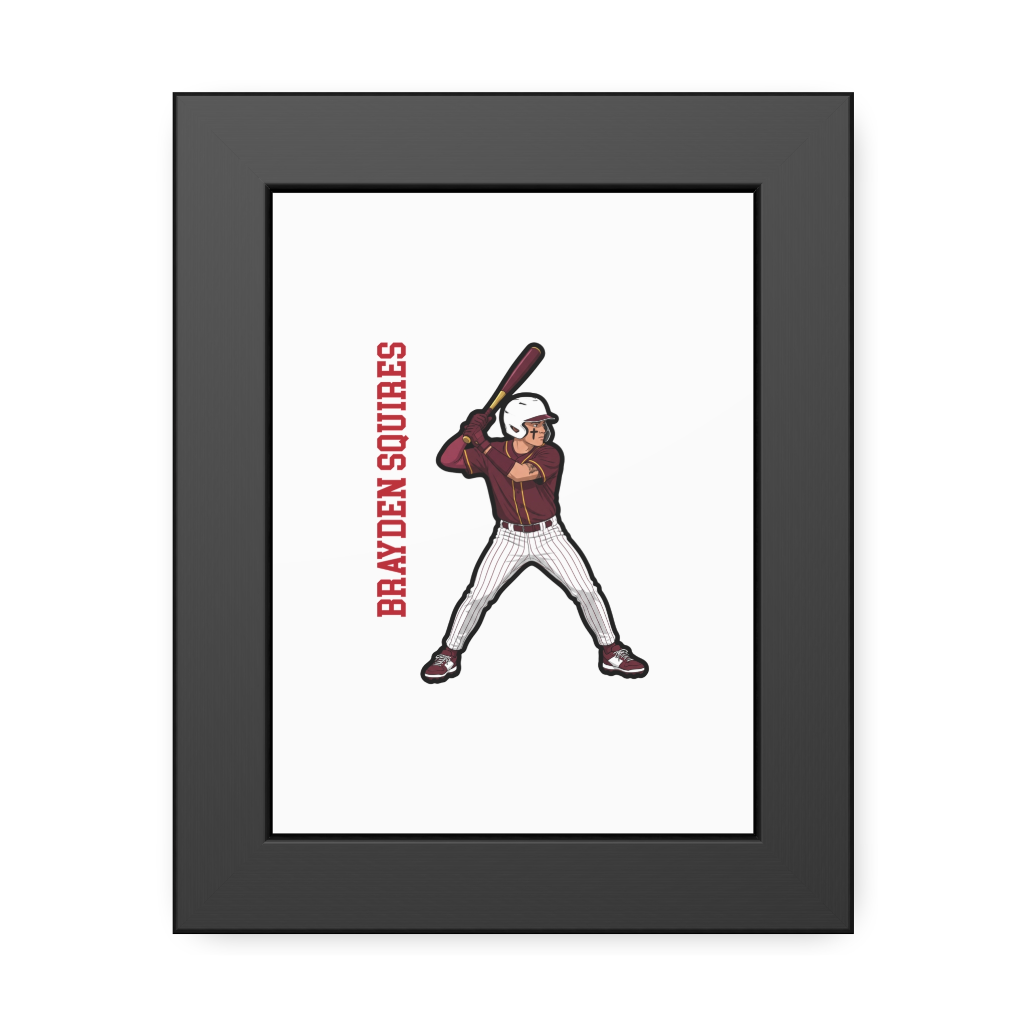 Framed Poster — character_name_vertical in Black