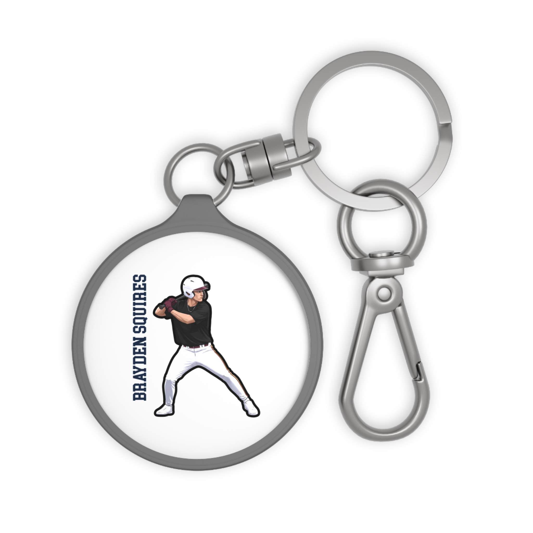 Keychain — character_name_vertical in Grey