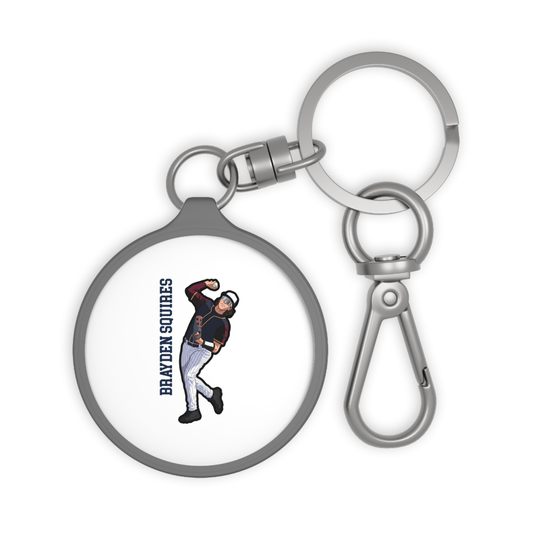 Keychain — character_name_vertical in Grey