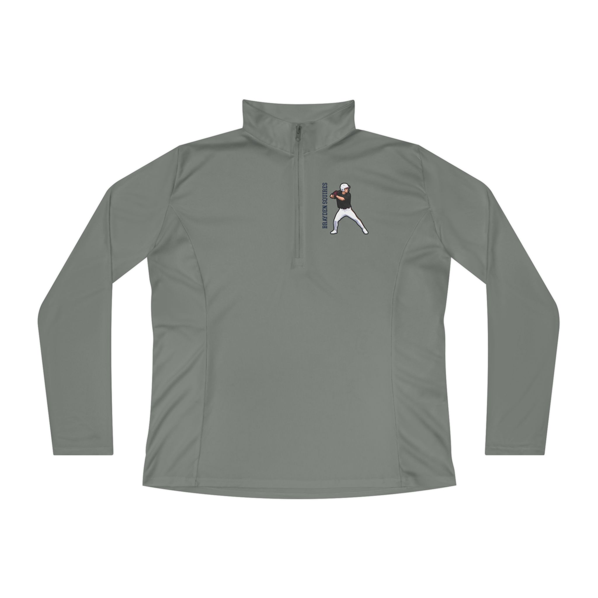 Women's Q-Zip Pullover — character_name_vertical in Grey