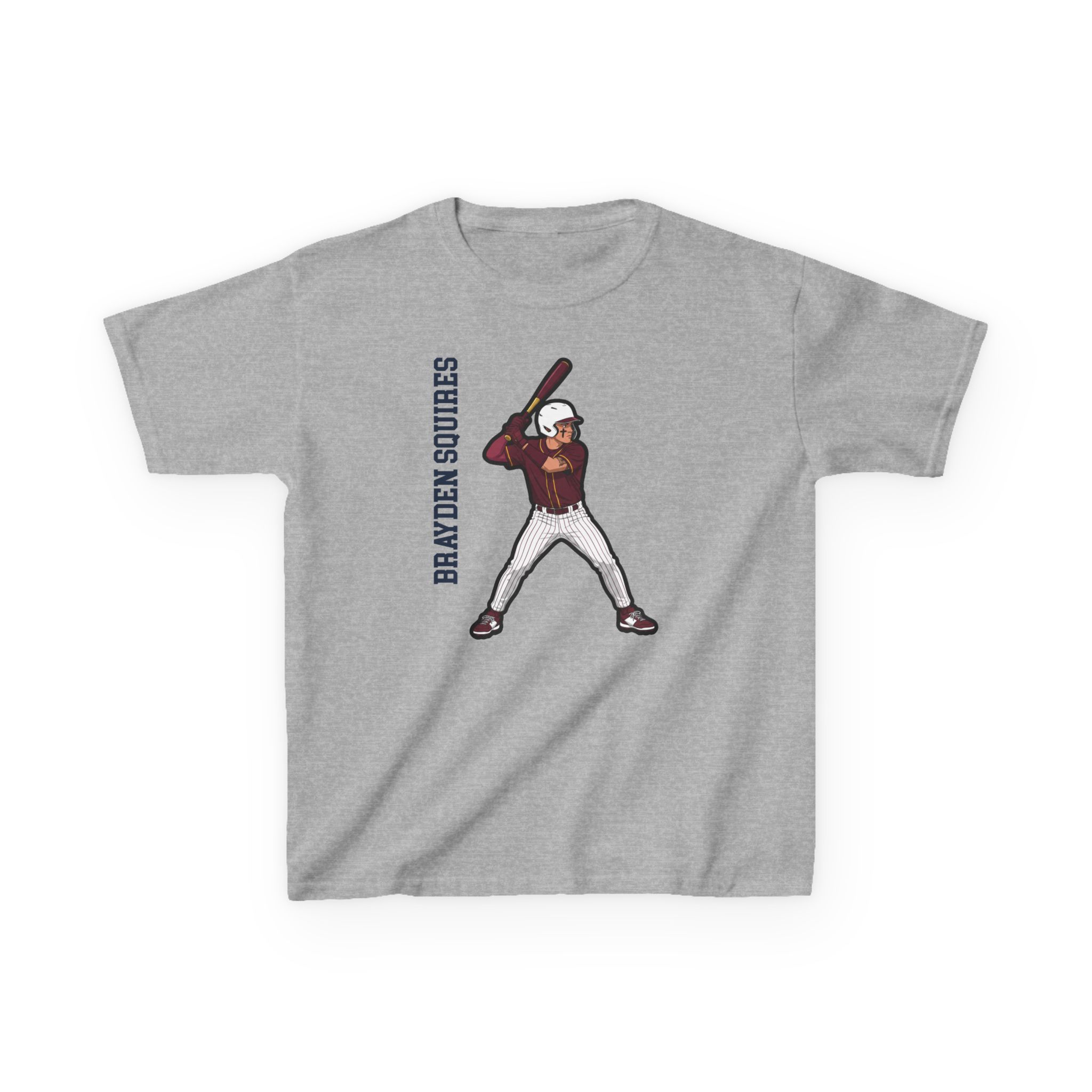 Youth Tee — character_name_vertical in Grey