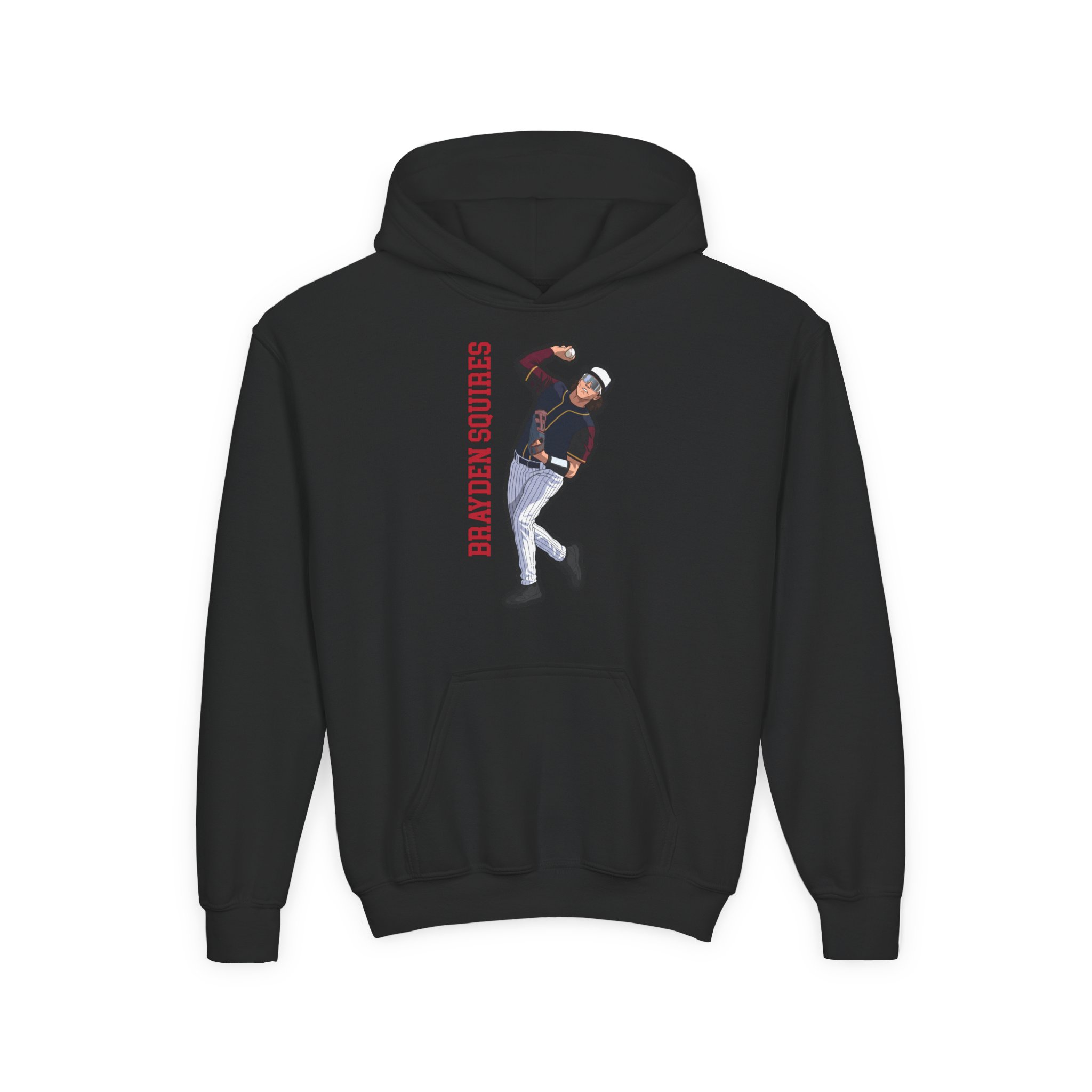 Youth Hoodie — character_name_vertical in Black