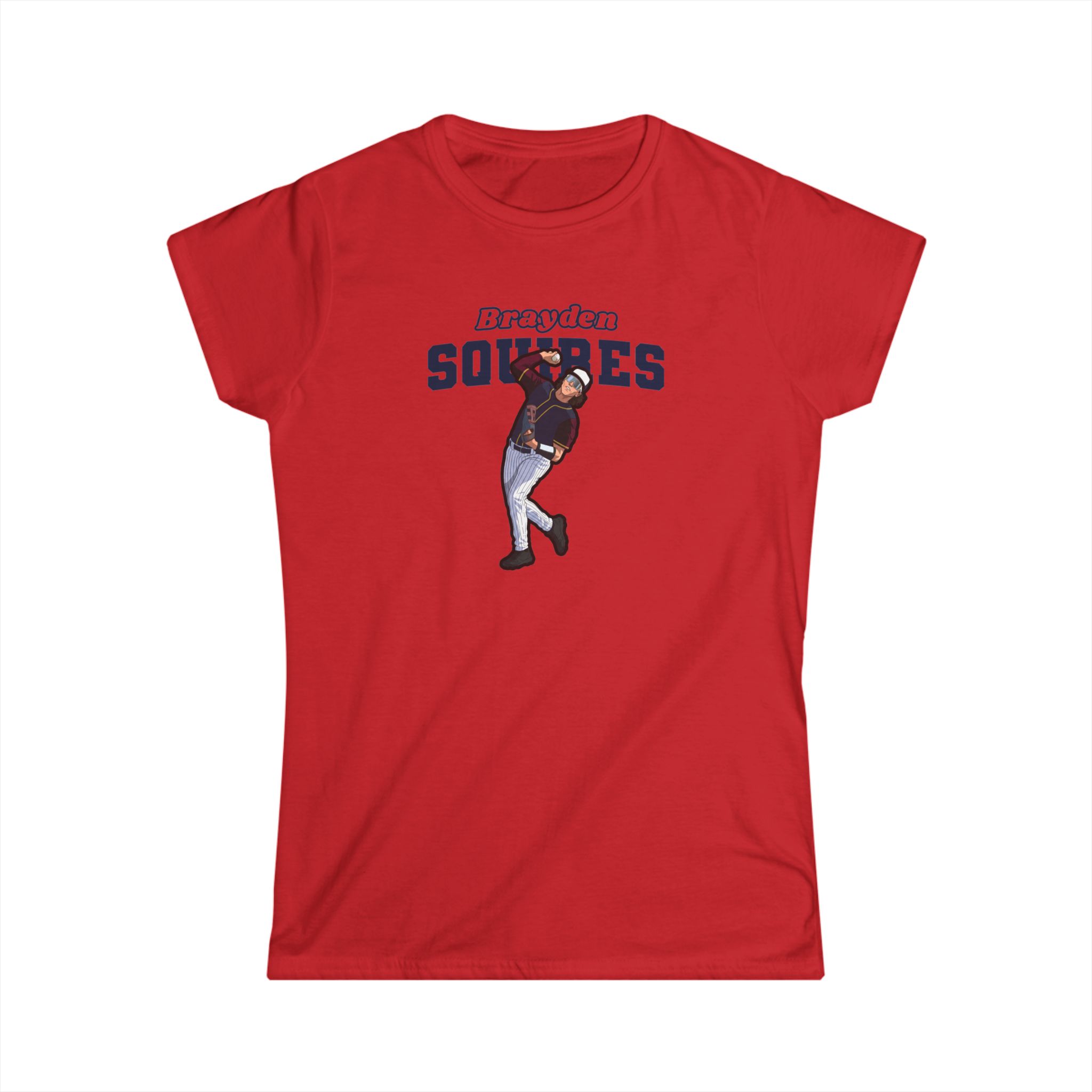 Women's Softstyle Tee — character_name_arch in Red