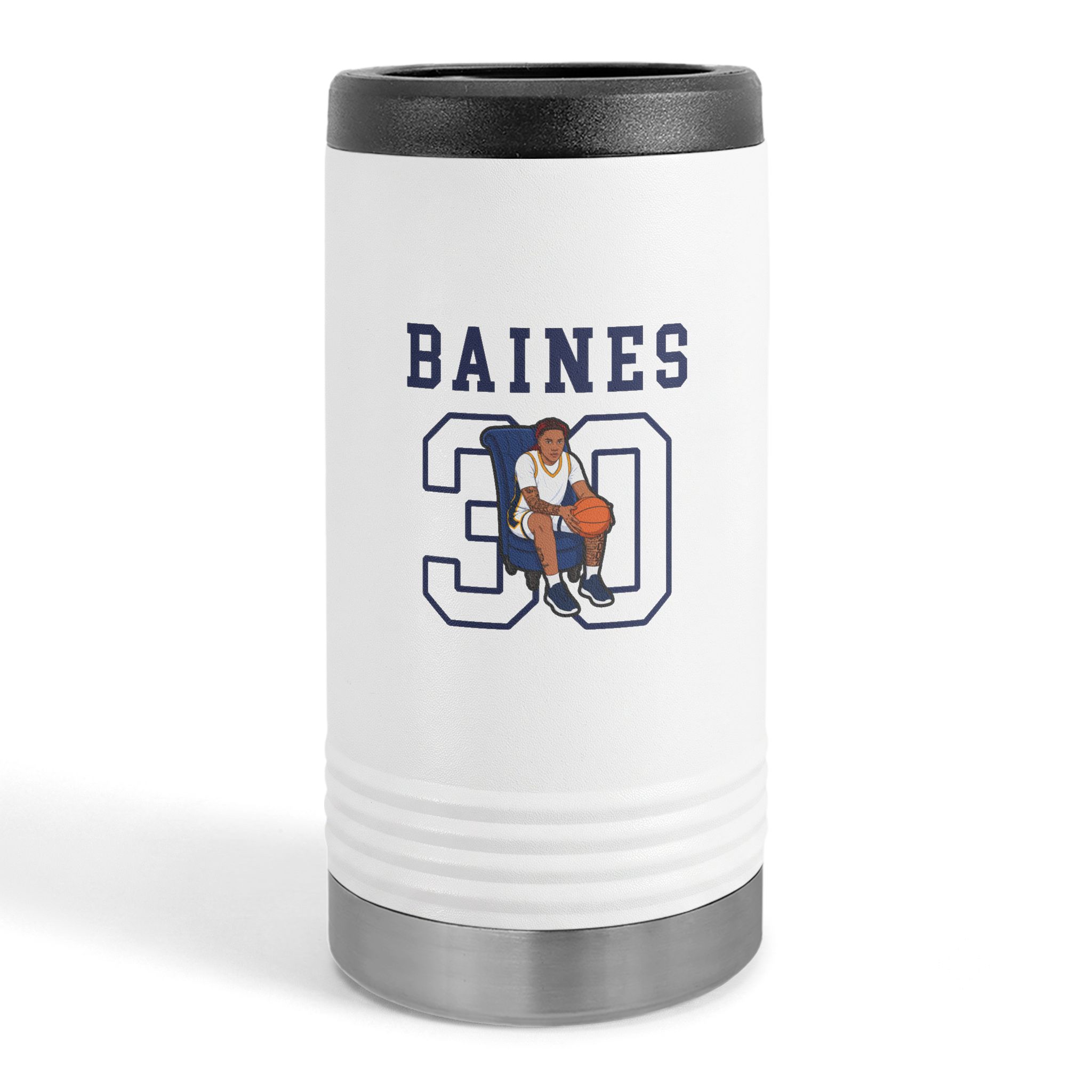 Slim Stainless Can Cooler — character_shirsey in White