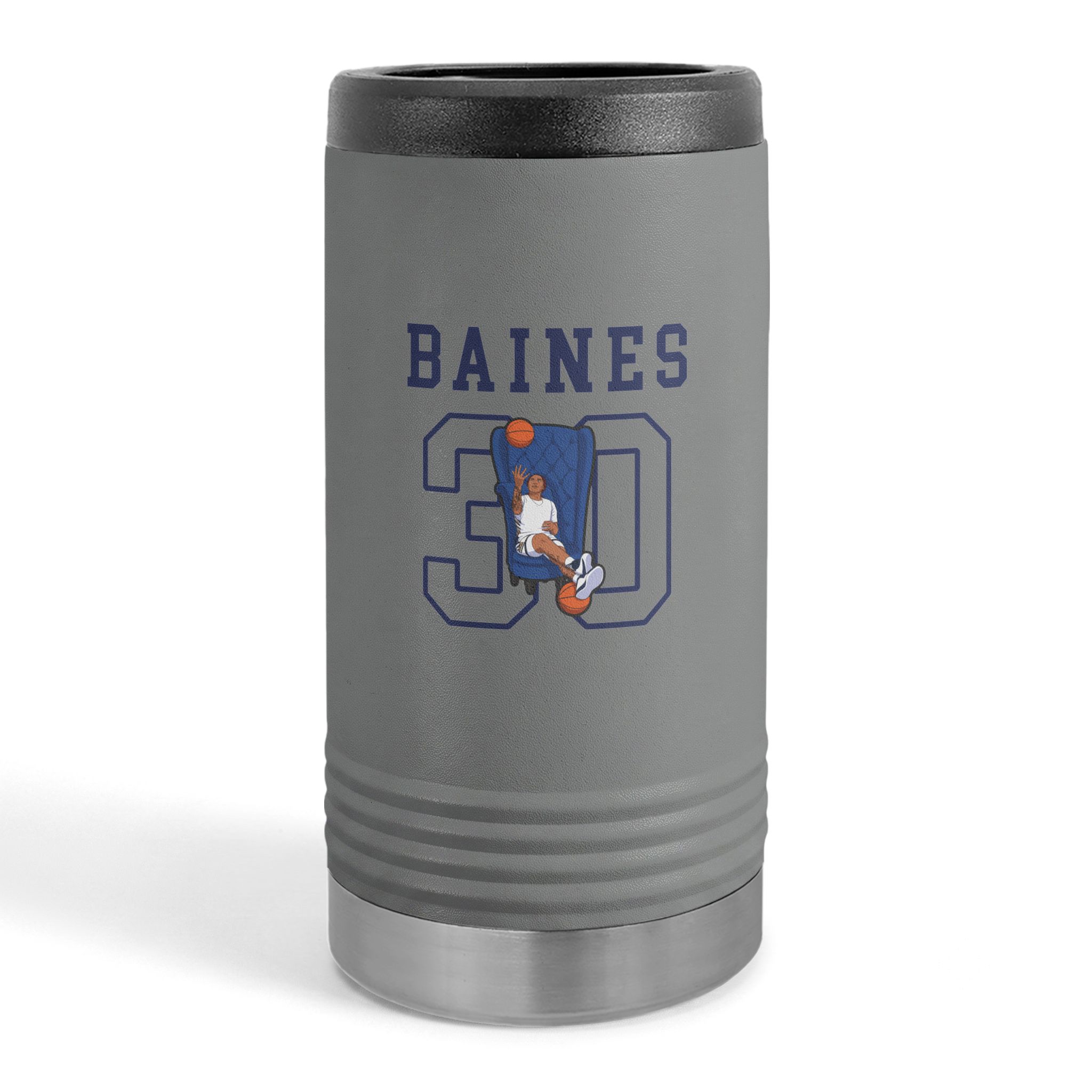 Slim Stainless Can Cooler — character_shirsey in Grey