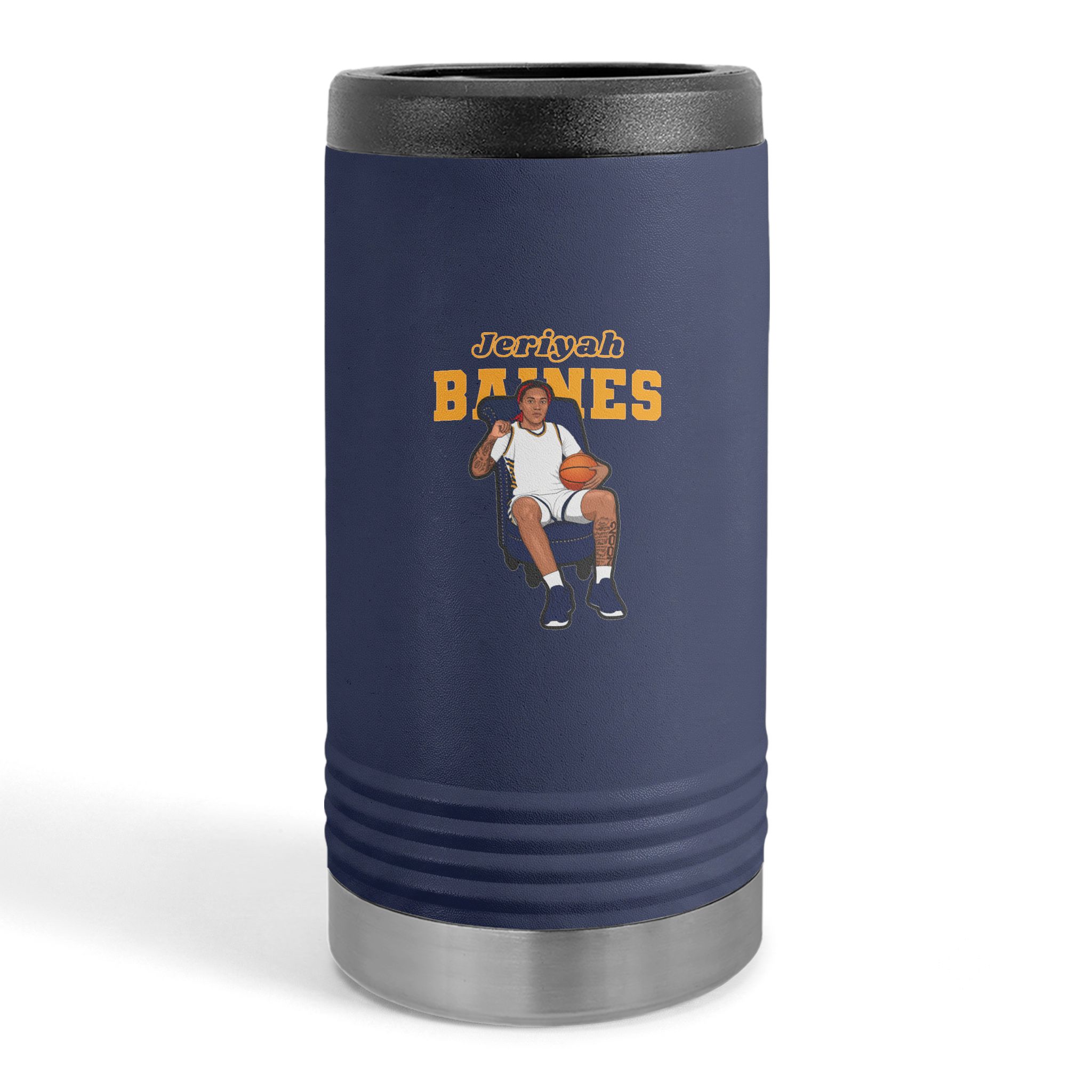 Slim Stainless Can Cooler — character_name_arch in Navy