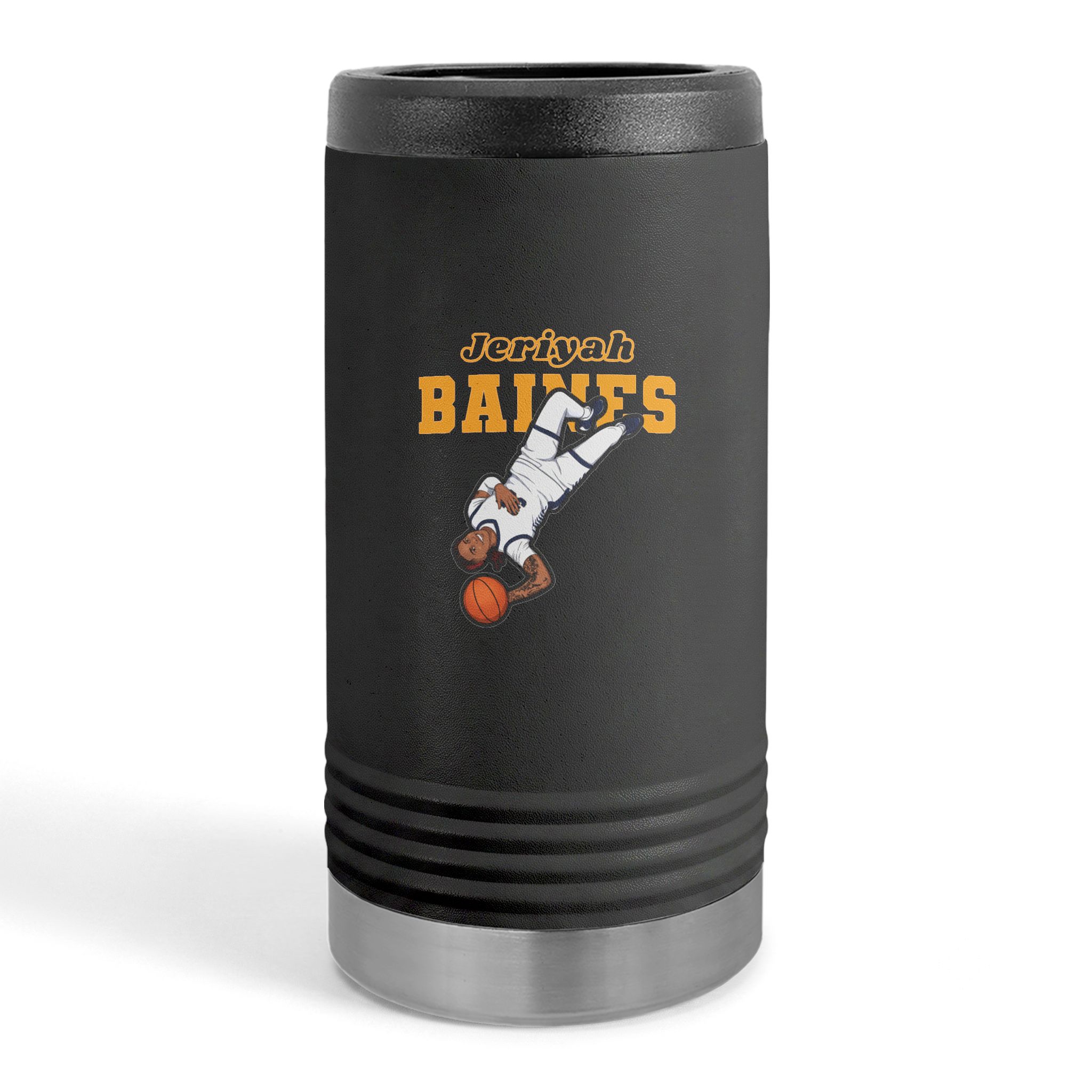 Slim Stainless Can Cooler — character_name_arch in Black