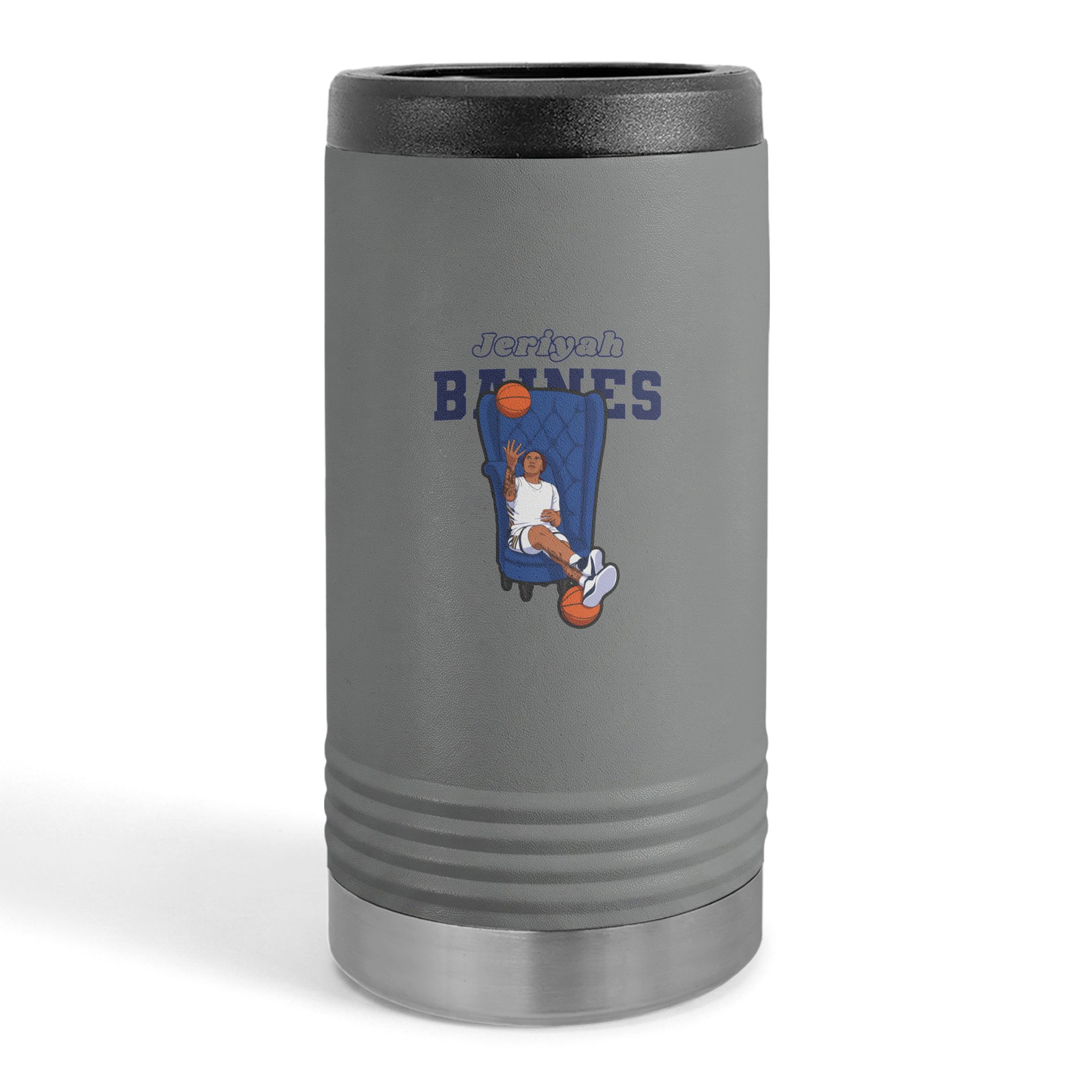 Slim Stainless Can Cooler — character_name_arch in Grey