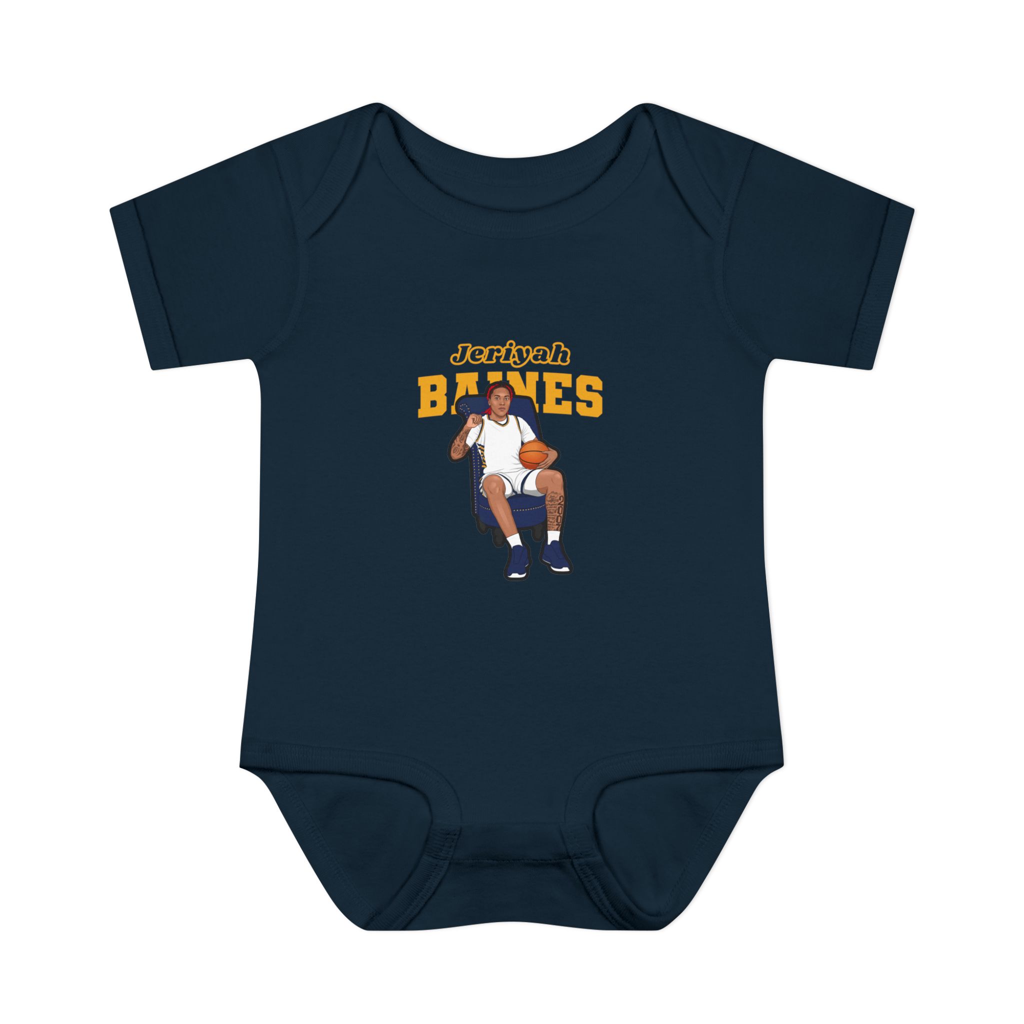 Baby Onesie — character_name_arch in Navy