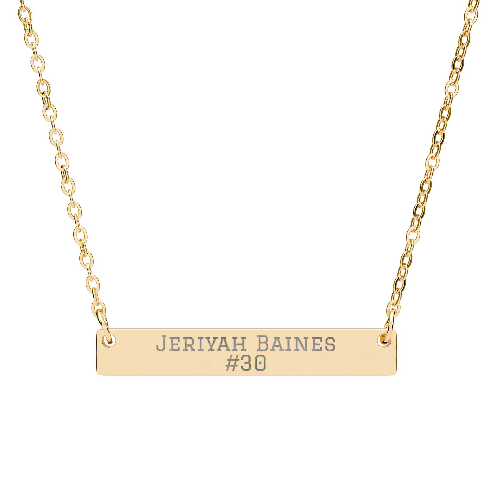Engraved Bar Necklace — Name & Number in Gold