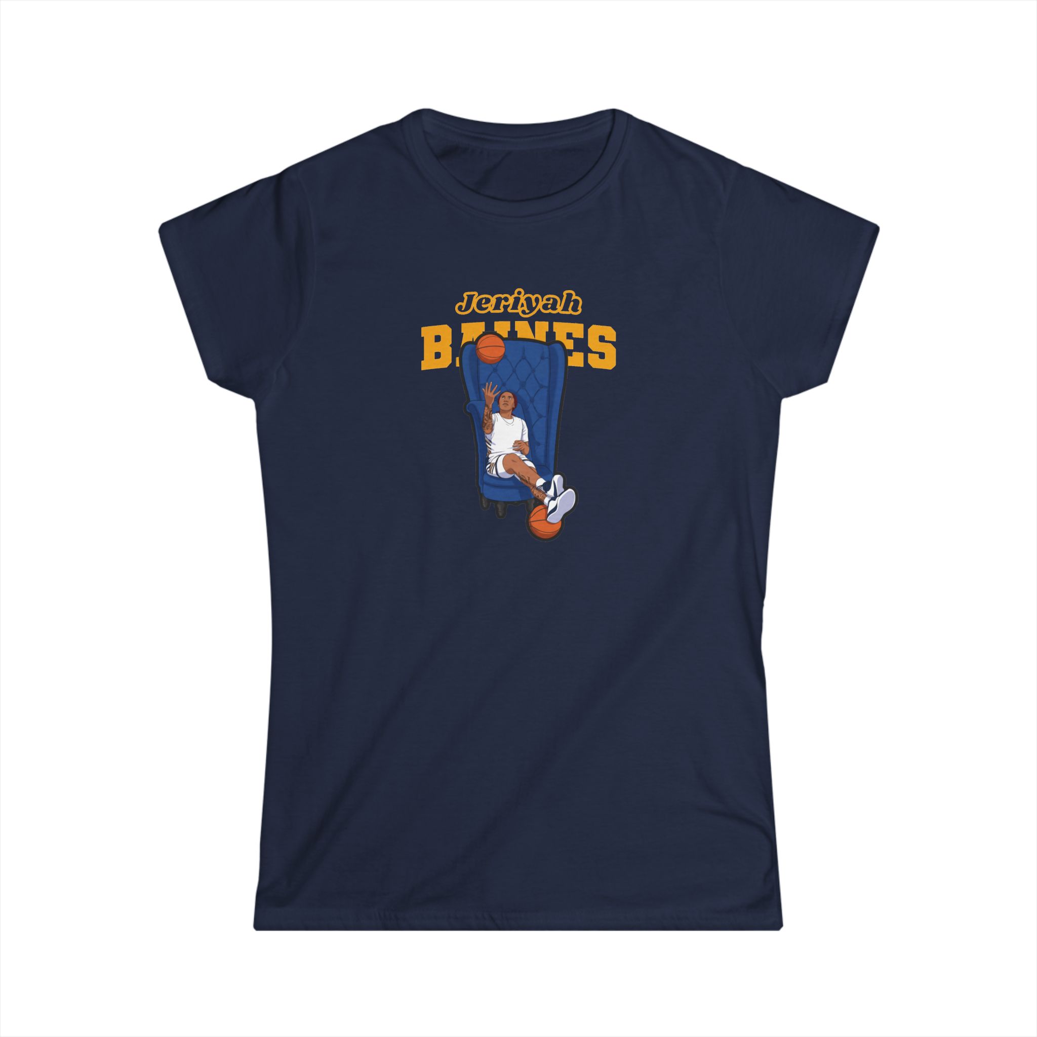 Women's Softstyle Tee — character_name_arch in Navy