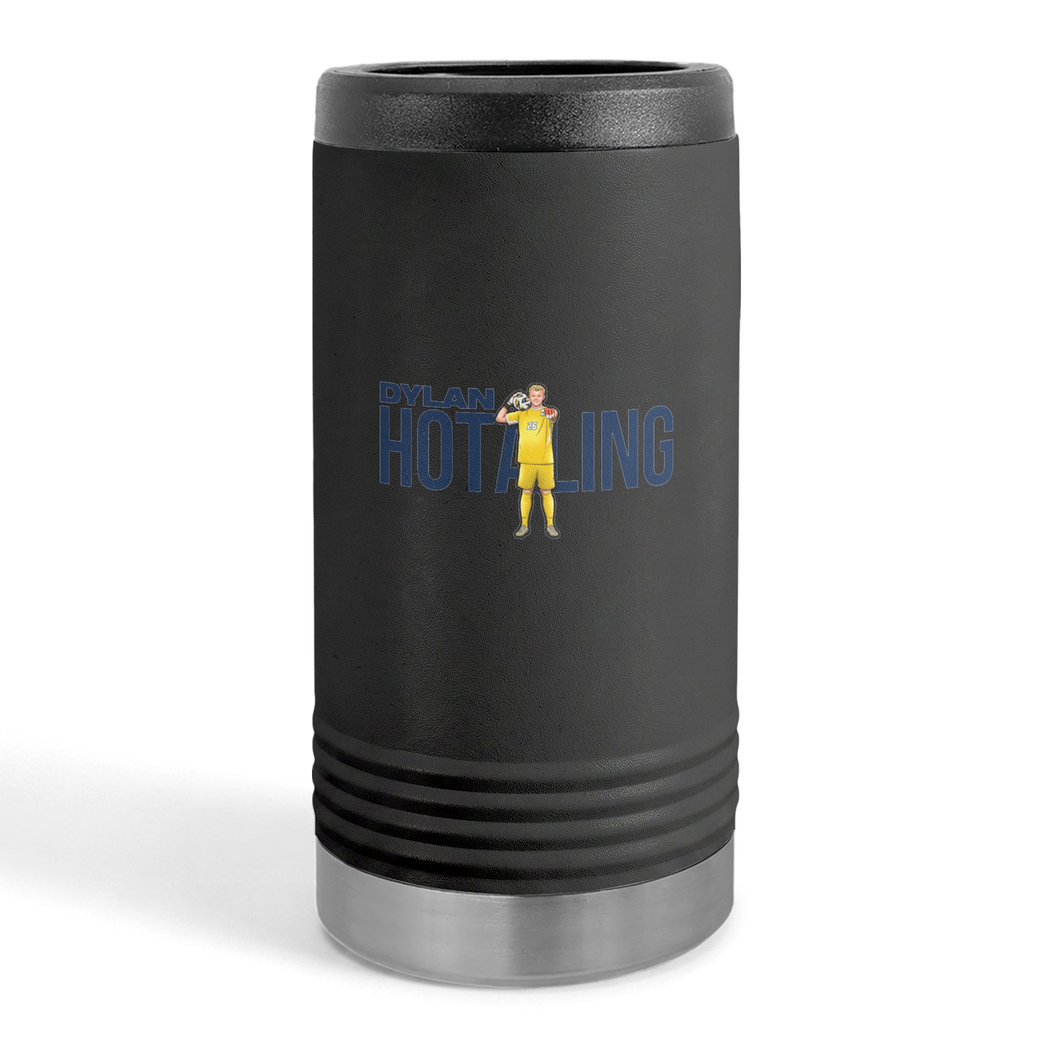 Slim Stainless Can Cooler — character_player_name in Black