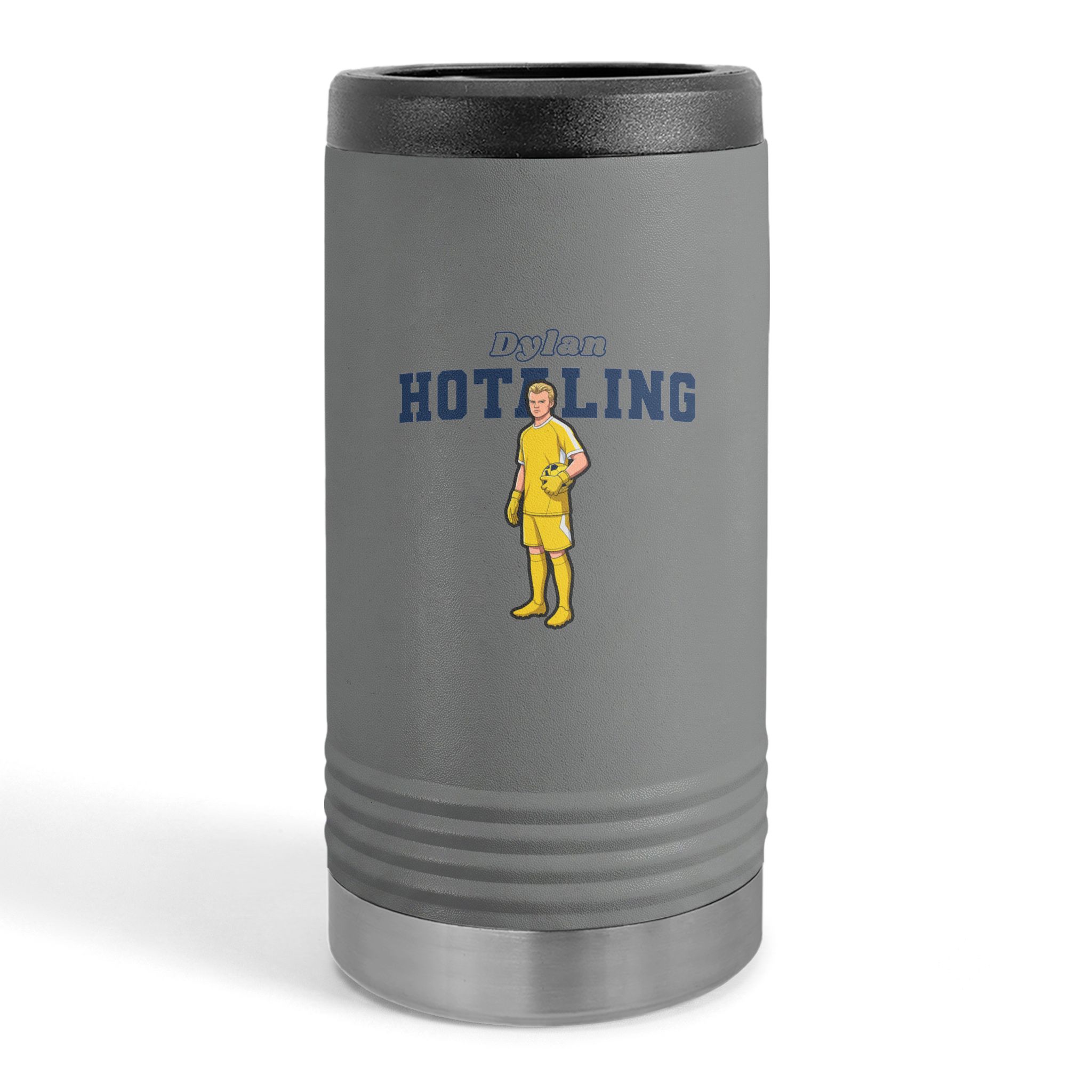 Slim Stainless Can Cooler — character_name_arch in Grey