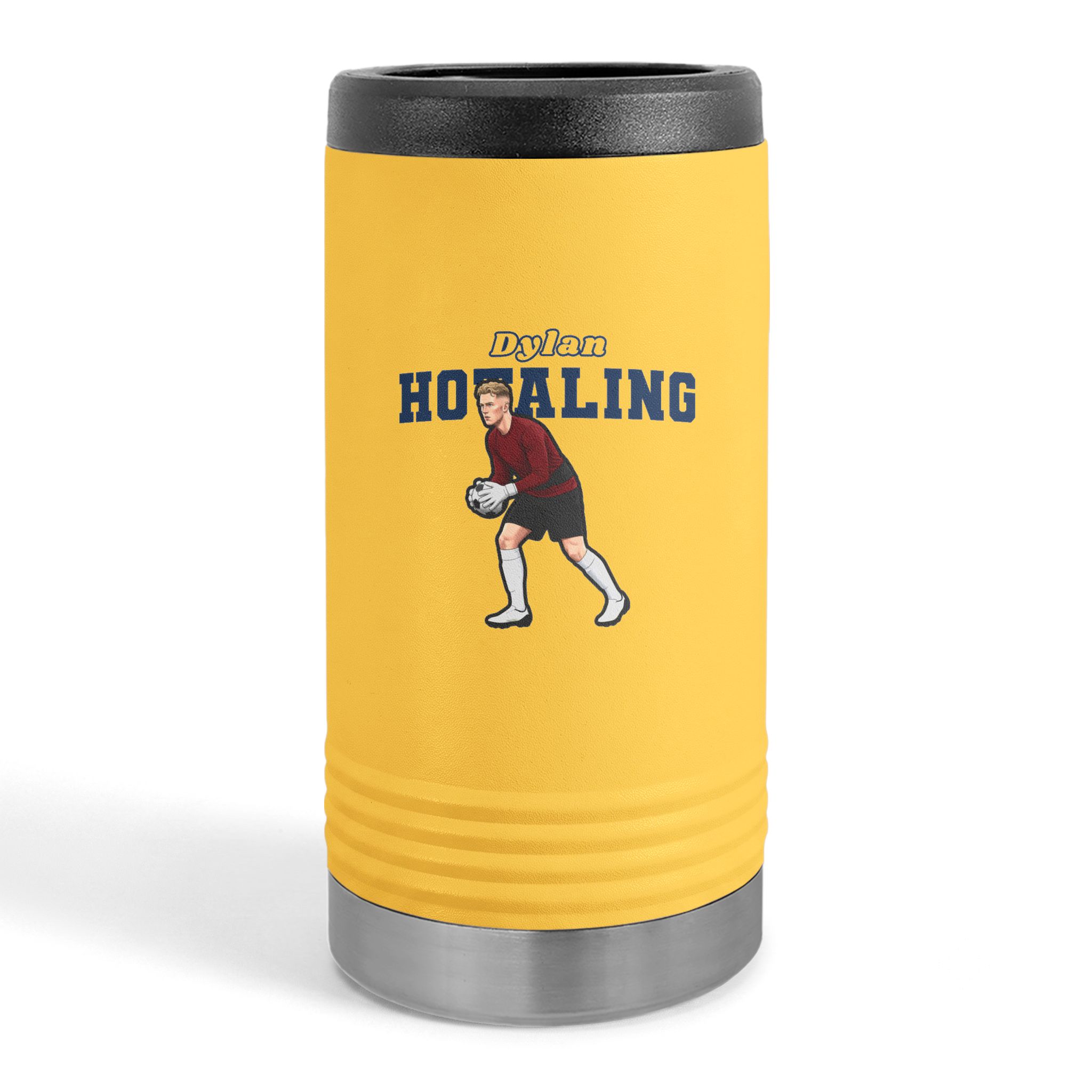 Slim Stainless Can Cooler — character_name_arch in Yellow