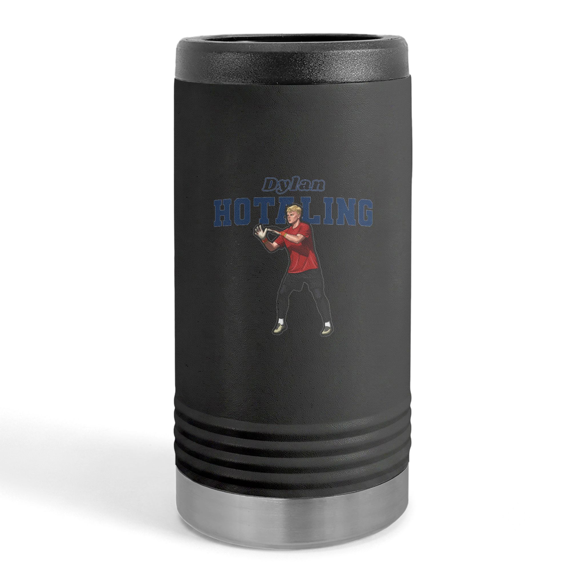 Slim Stainless Can Cooler — character_name_arch in Black