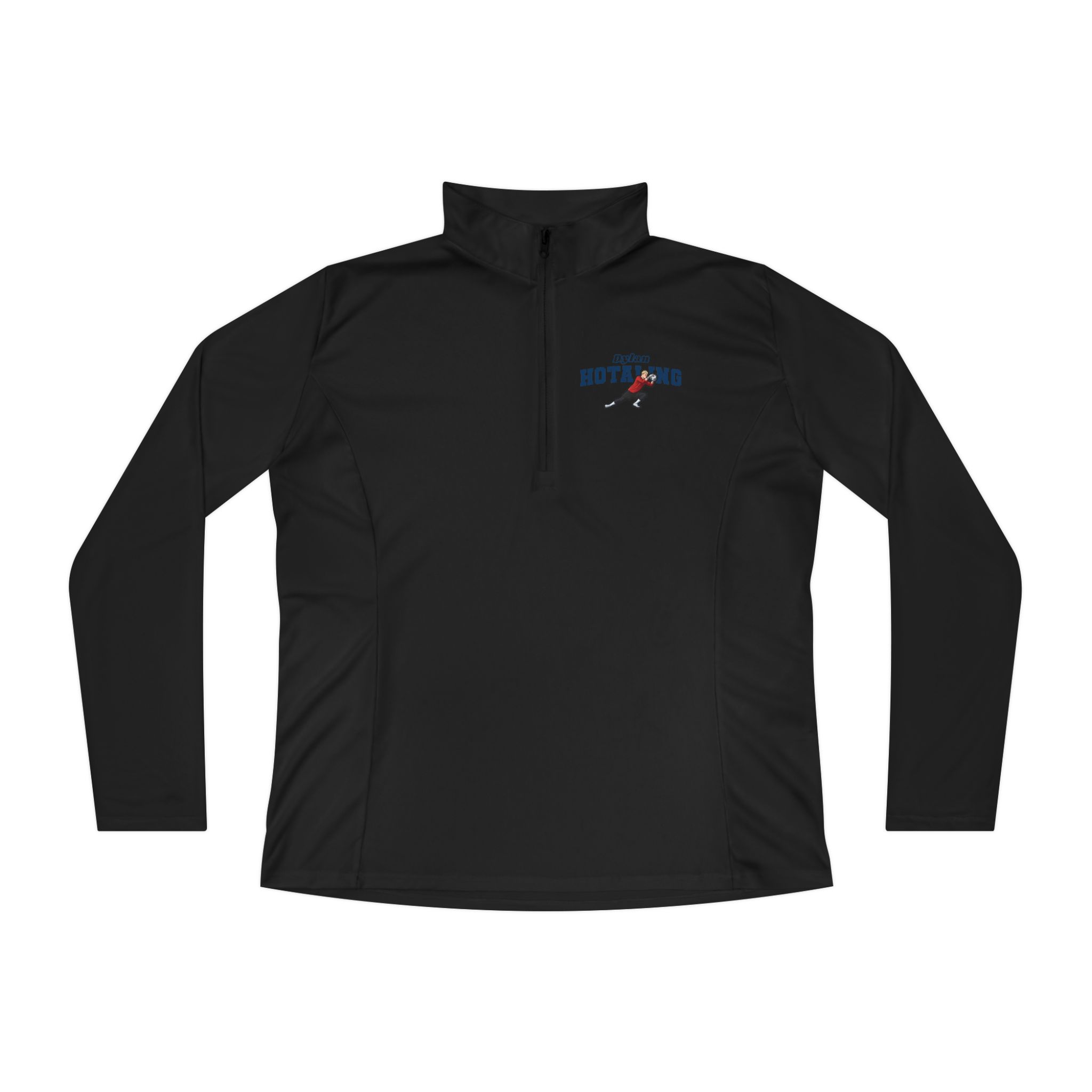 Women's Q-Zip Pullover — character_name_arch in Black