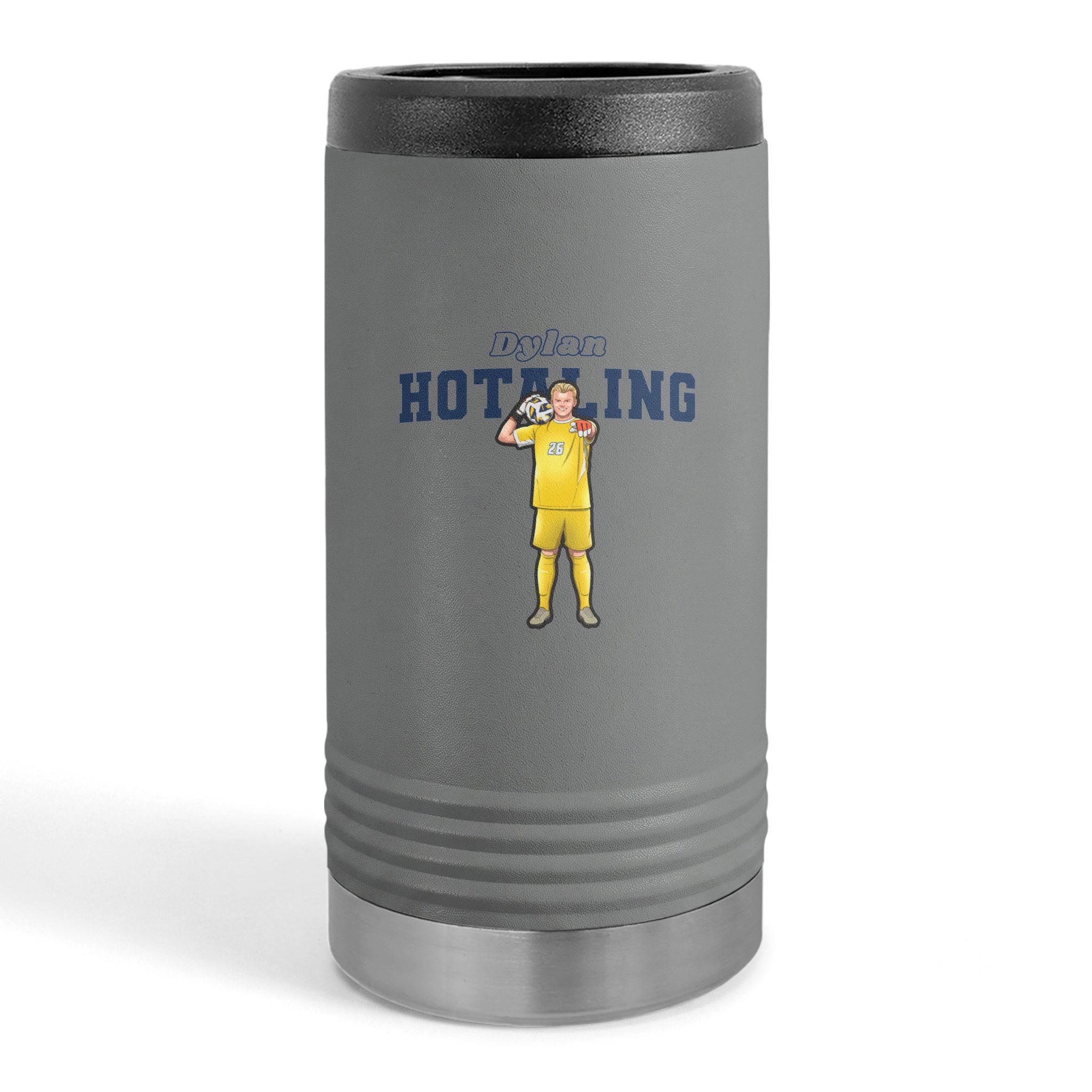 Slim Stainless Can Cooler — character_name_arch in Grey