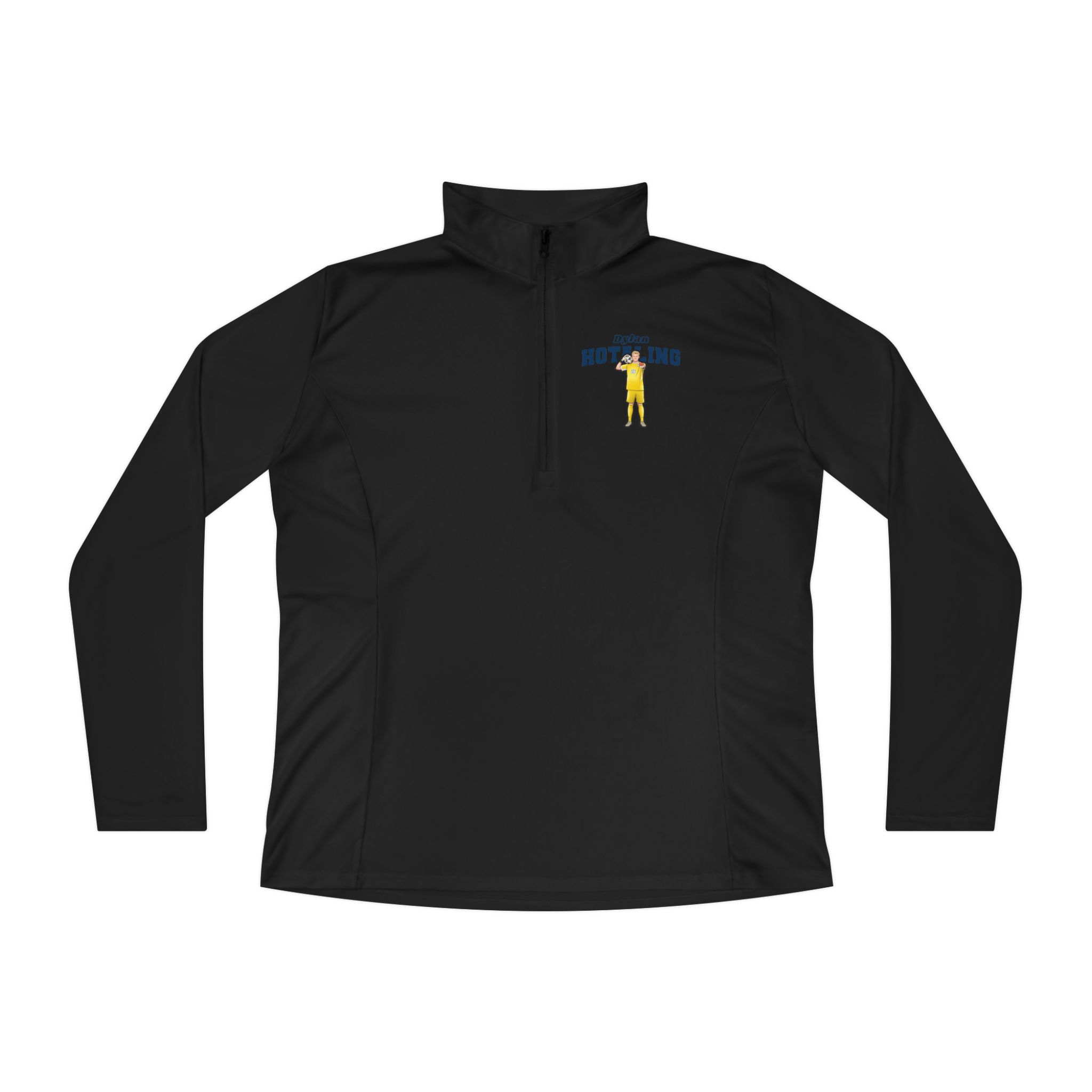 Women's Q-Zip Pullover — character_name_arch in Black
