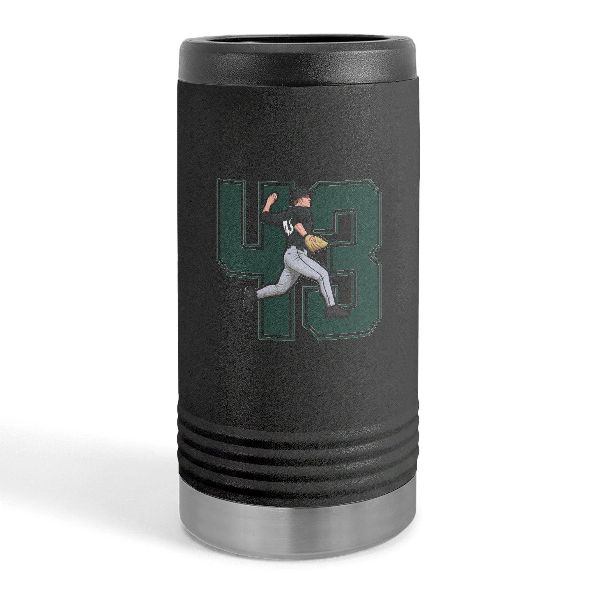 Slim Stainless Can Cooler — character_number in Black