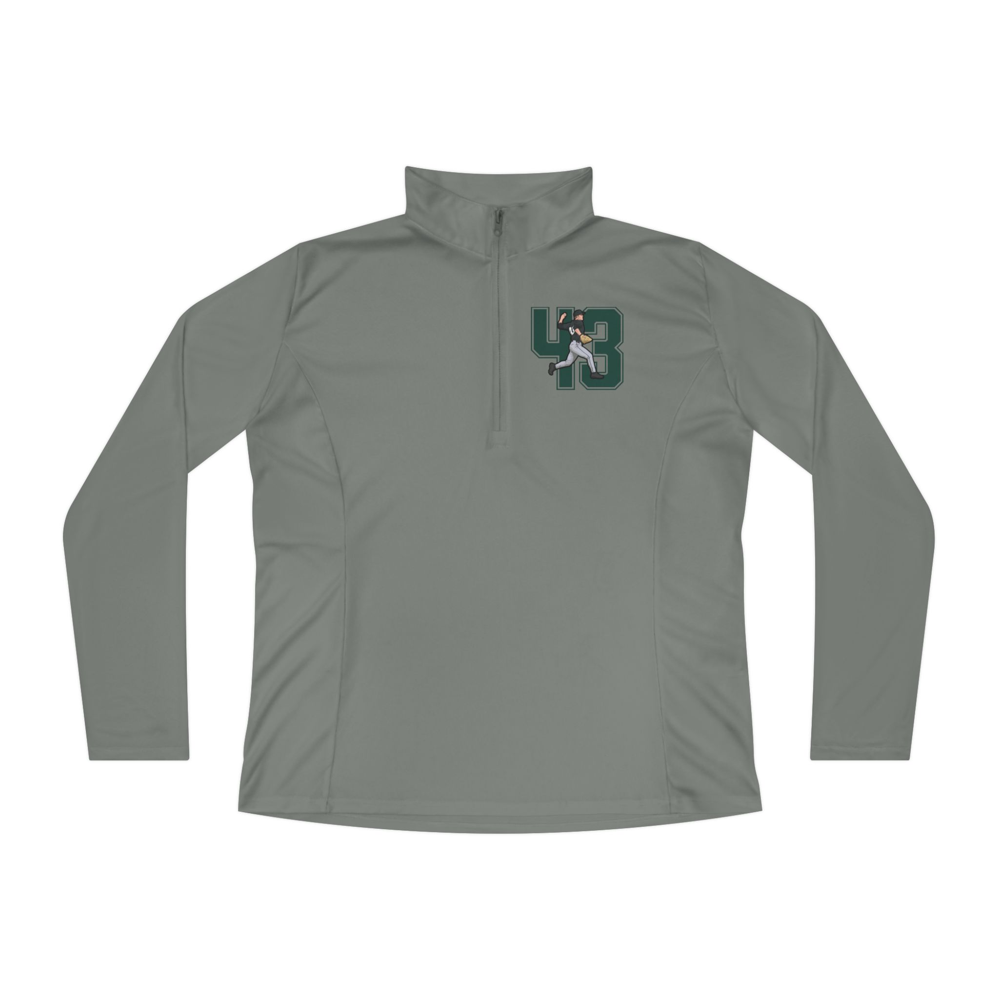 Women's Q-Zip Pullover — character_number in Grey