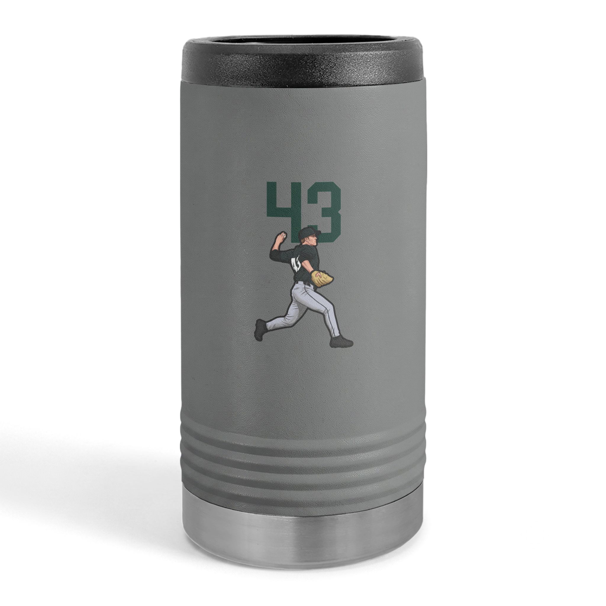 Slim Stainless Can Cooler — character_number_top in Grey