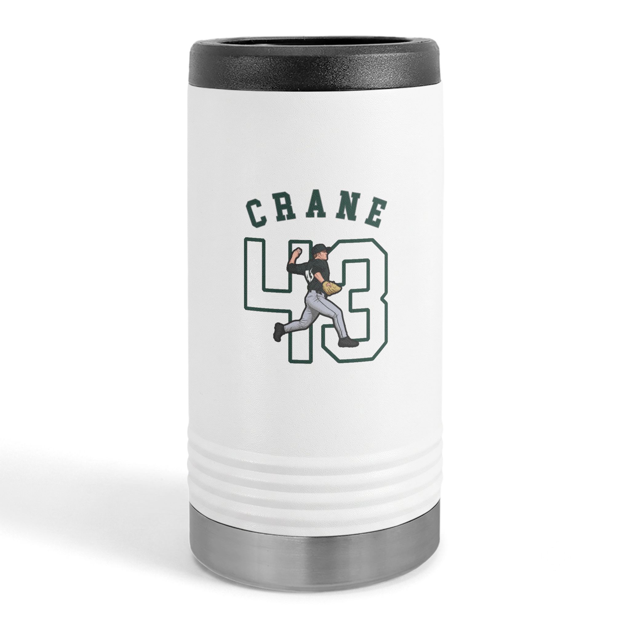 Slim Stainless Can Cooler — character_shirsey_arch in White