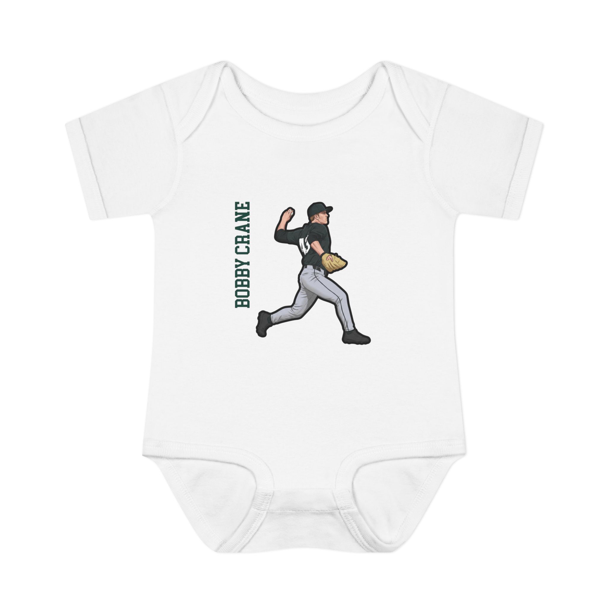 Baby Onesie — character_name_vertical in White