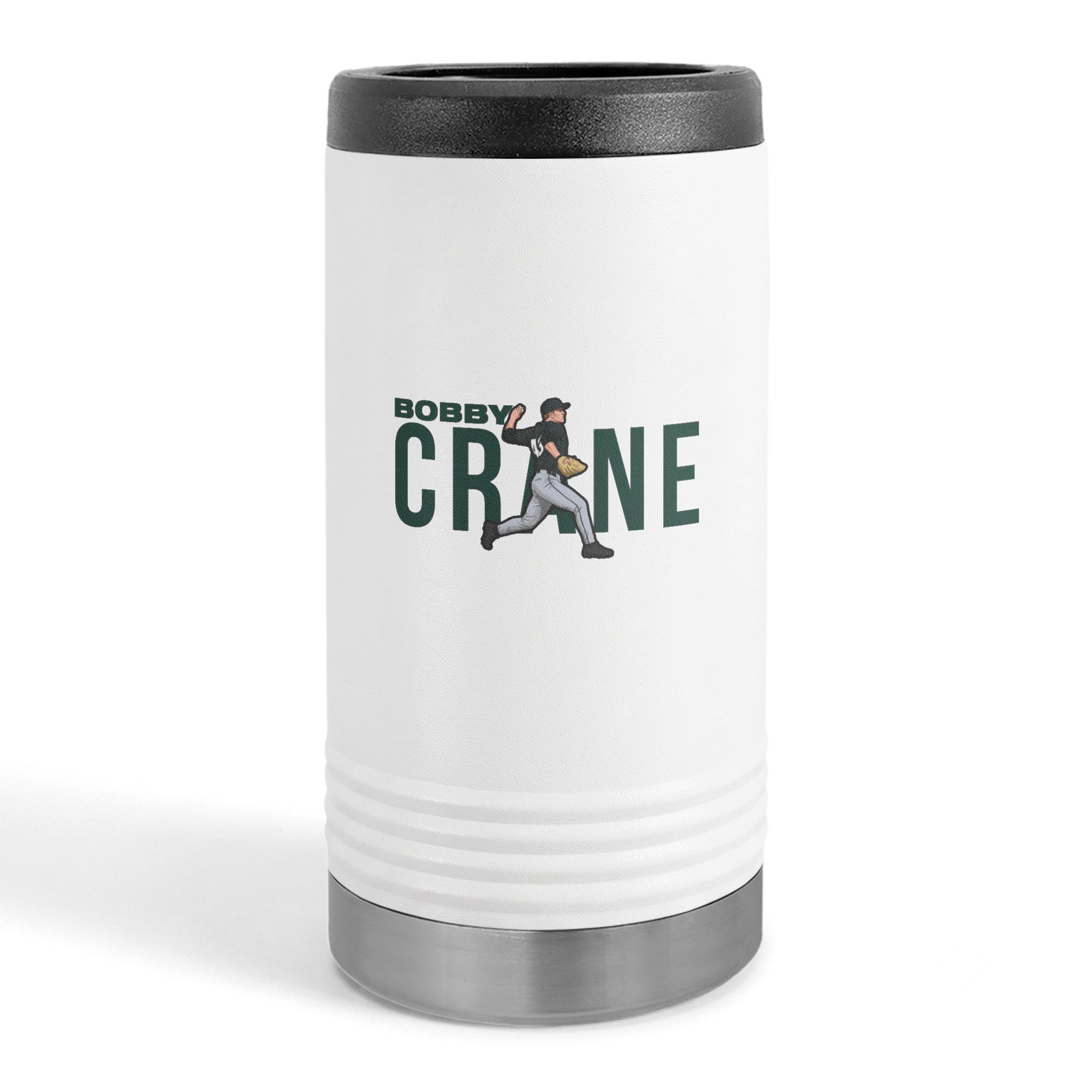 Slim Stainless Can Cooler — character_player_name in White