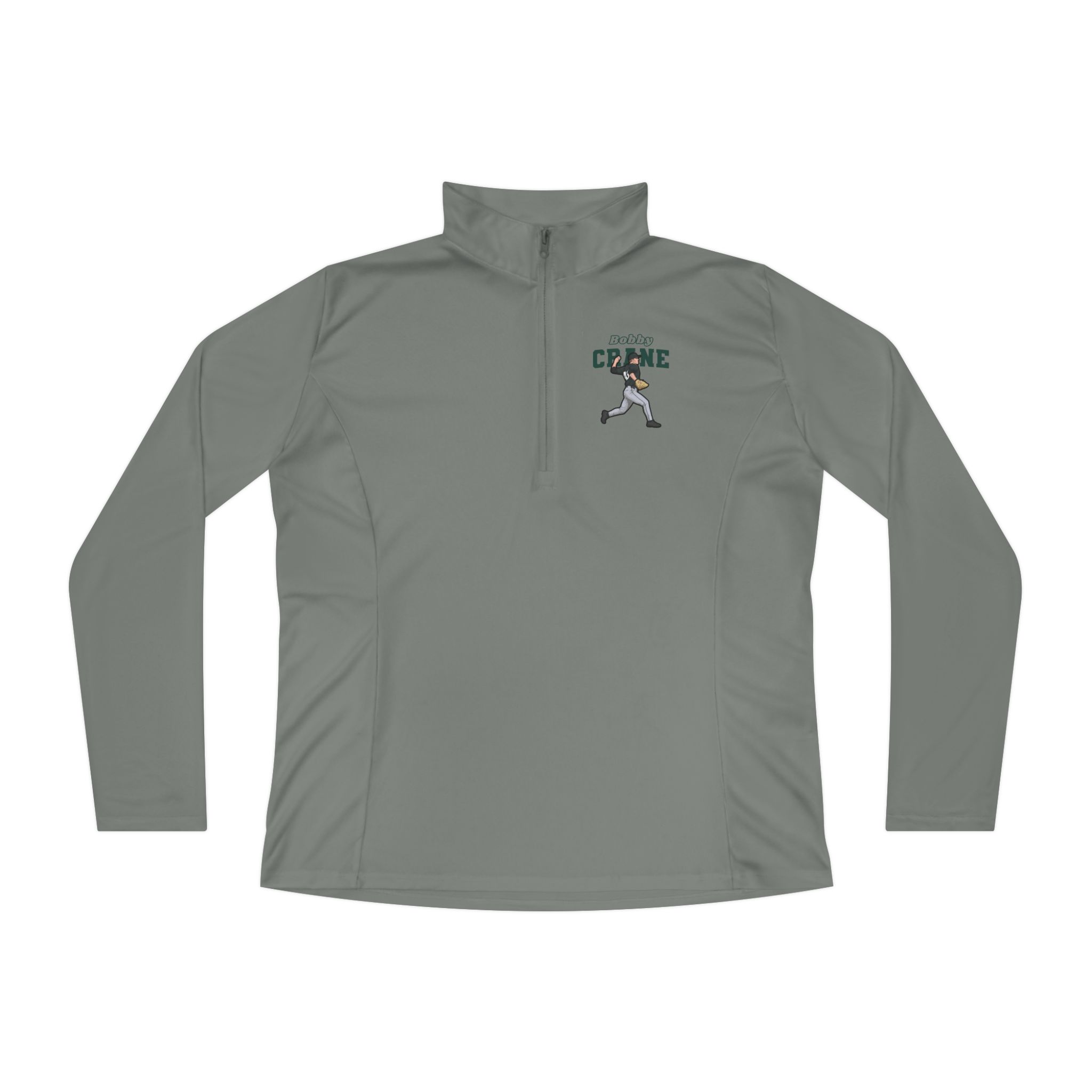 Women's Q-Zip Pullover — character_name_arch in Grey