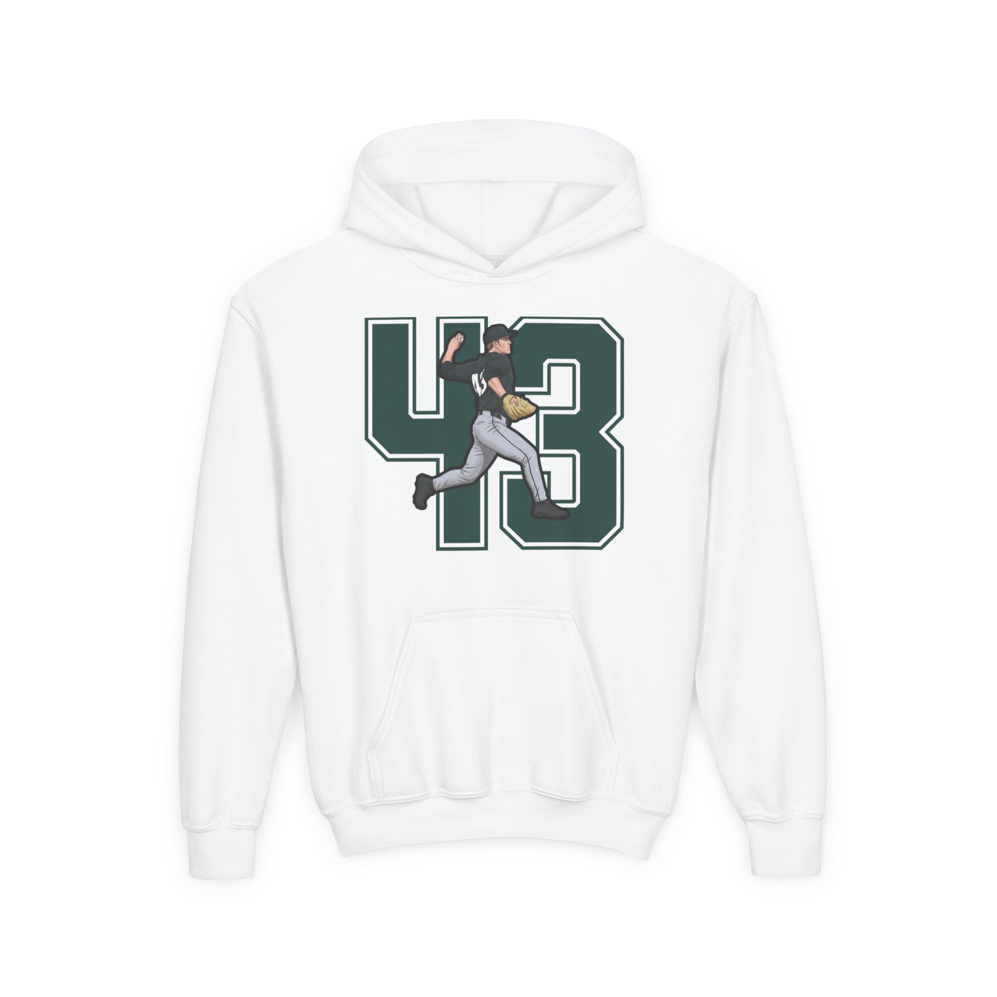 Youth Hoodie — character_number in White