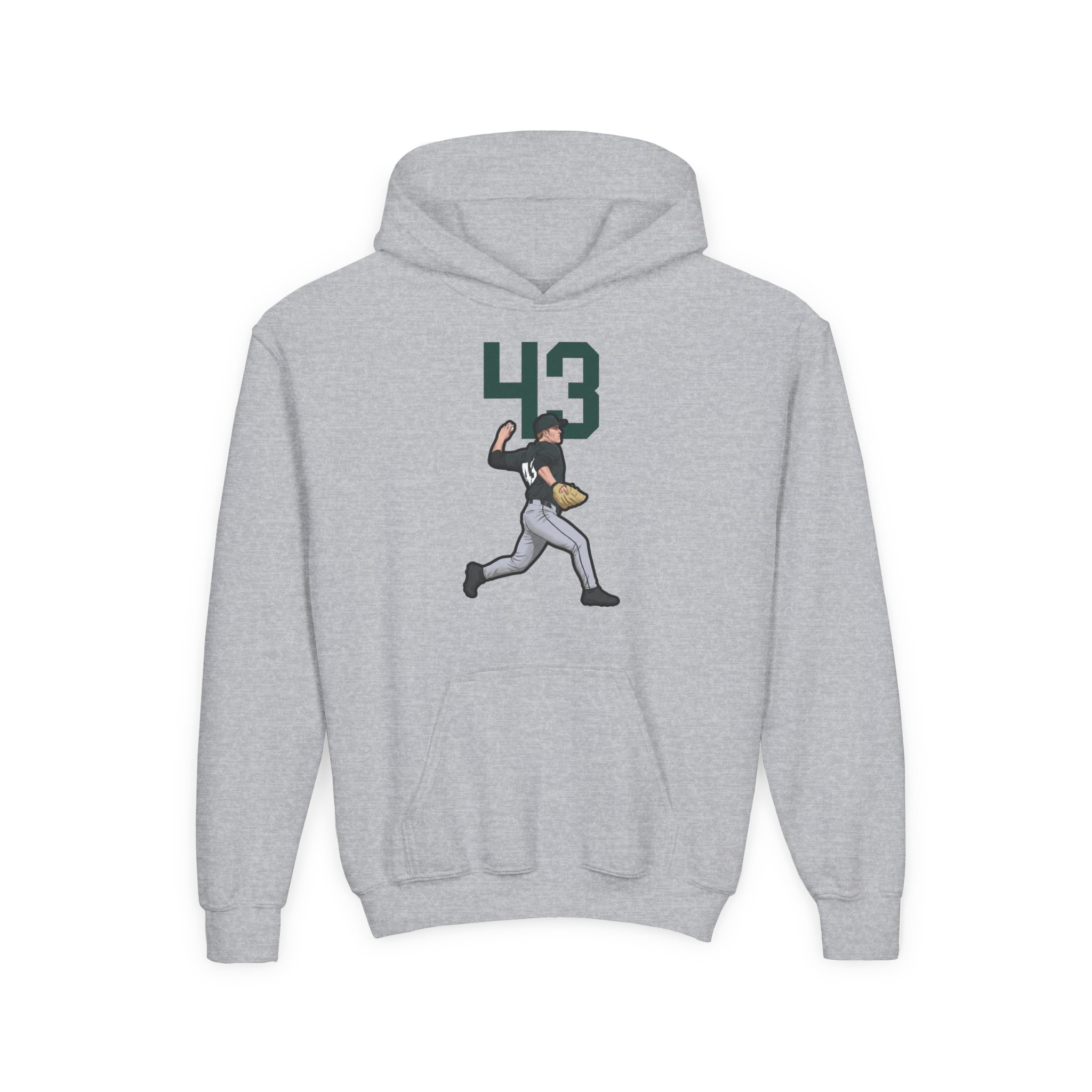 Youth Hoodie — character_number_top in Grey