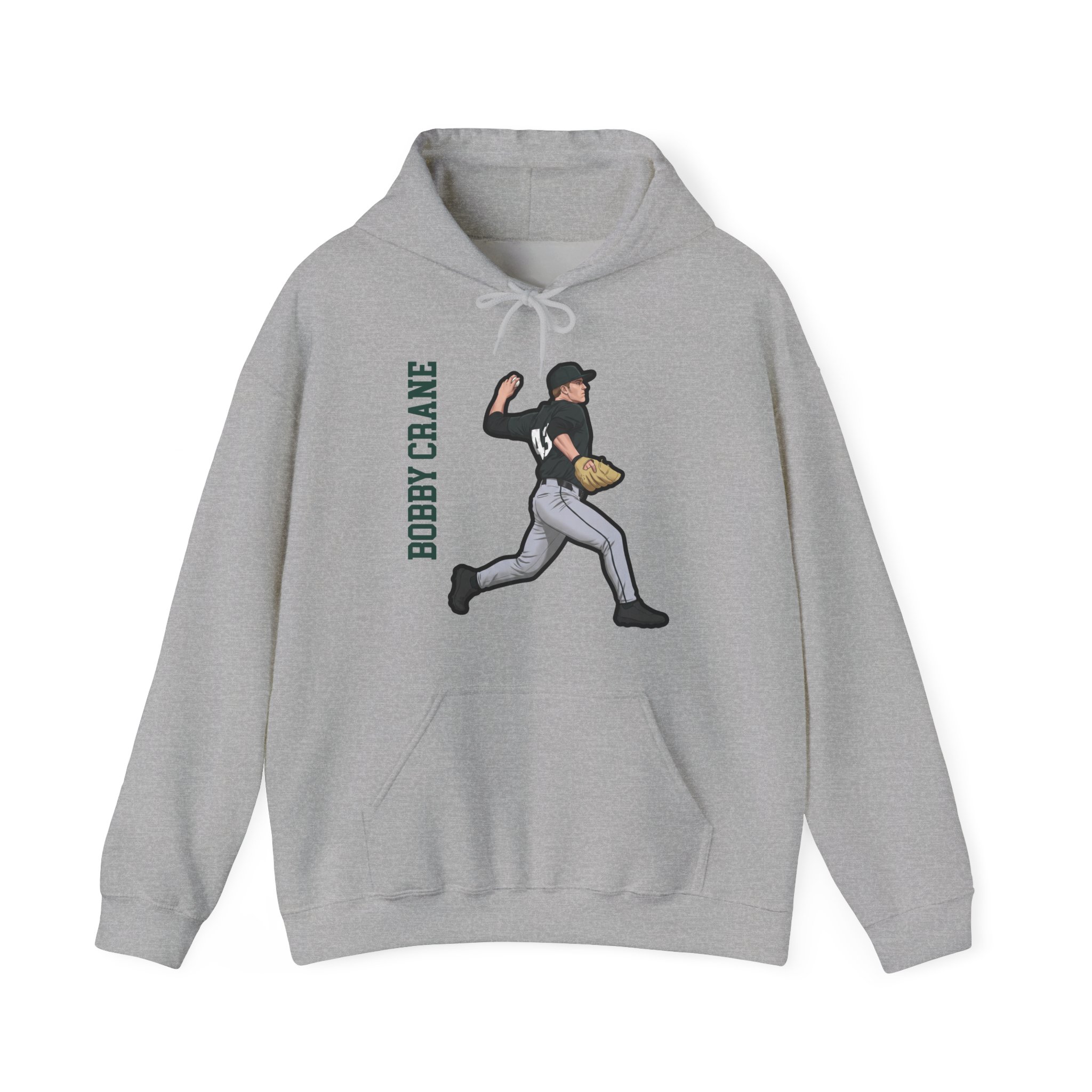 Hoodie — character_name_vertical in Grey