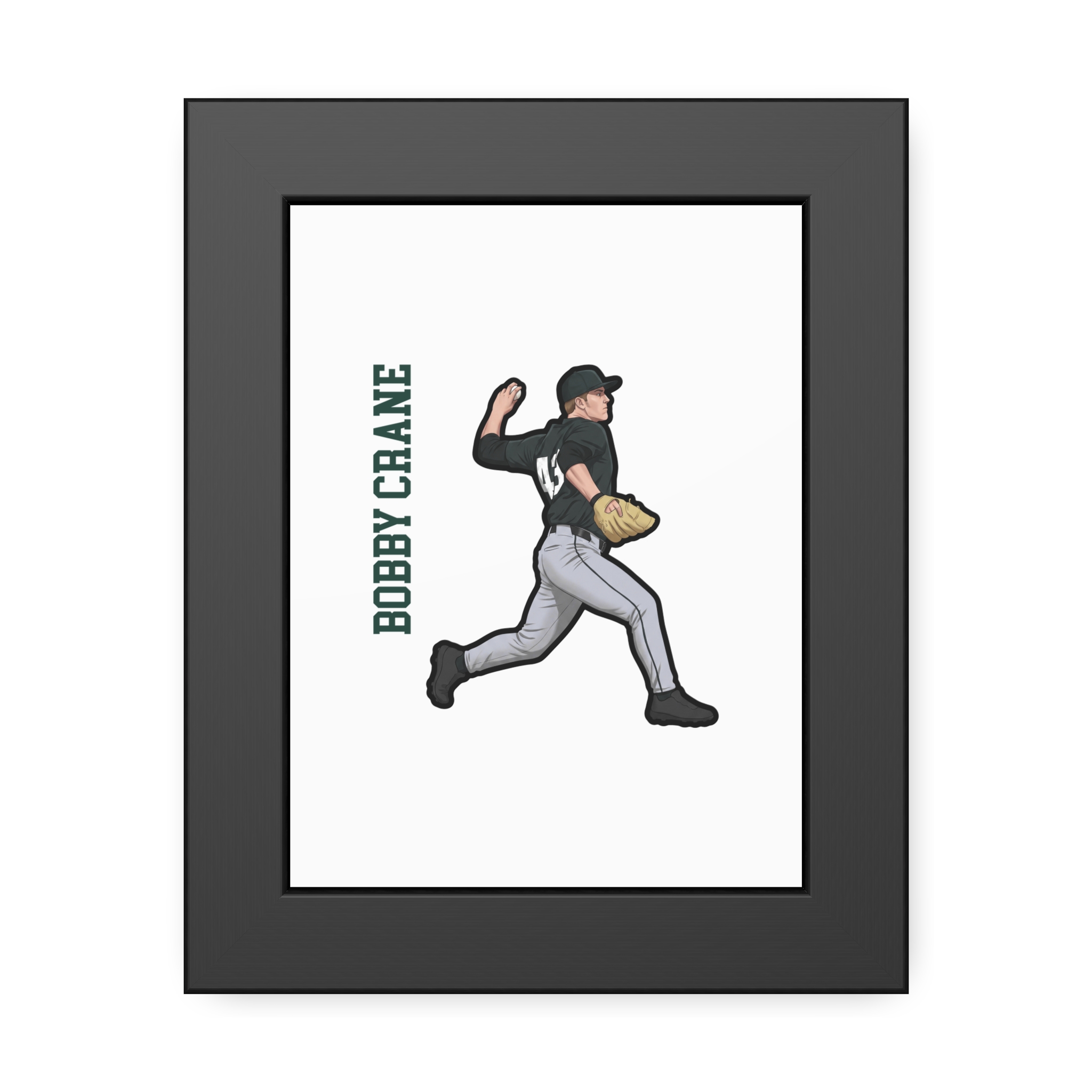 Framed Poster — character_name_vertical in Black