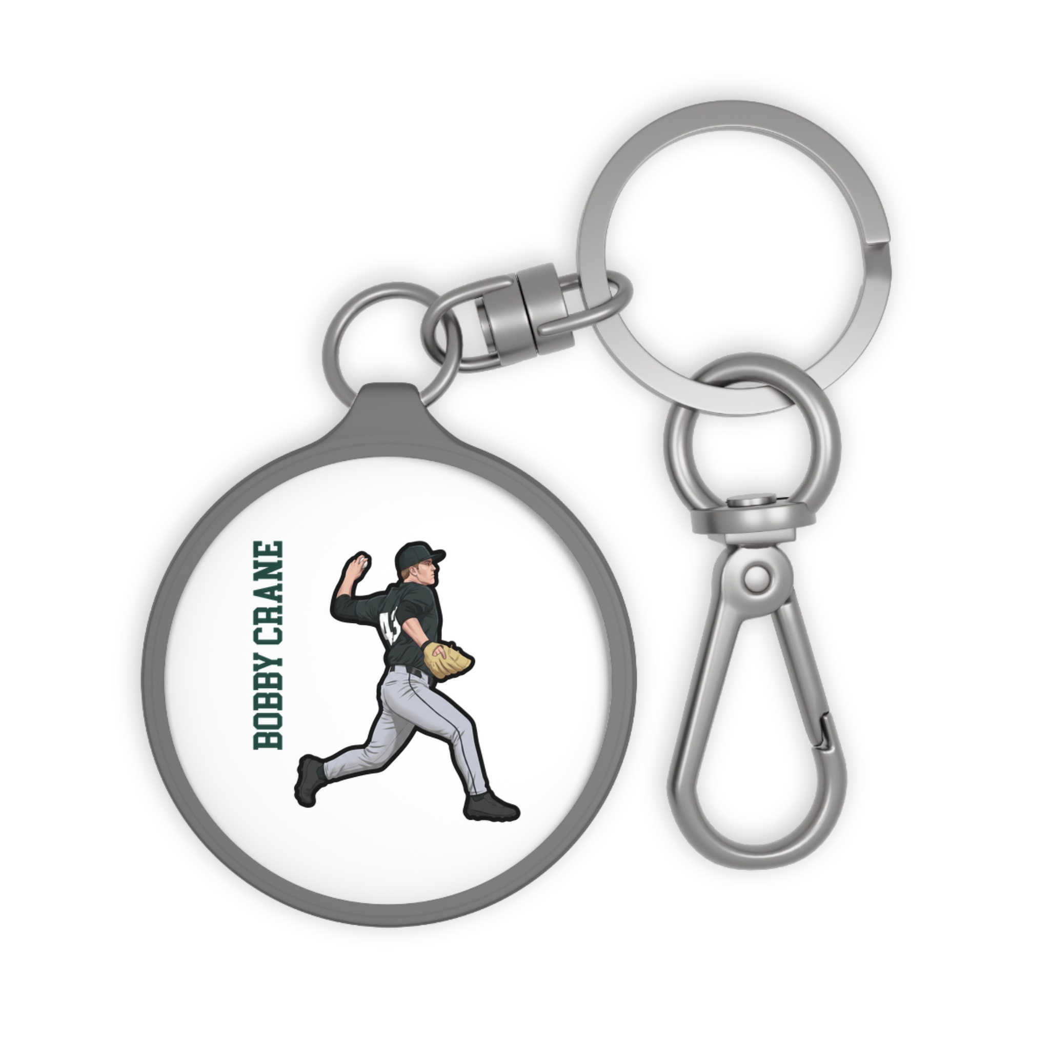 Keychain — character_name_vertical in Grey