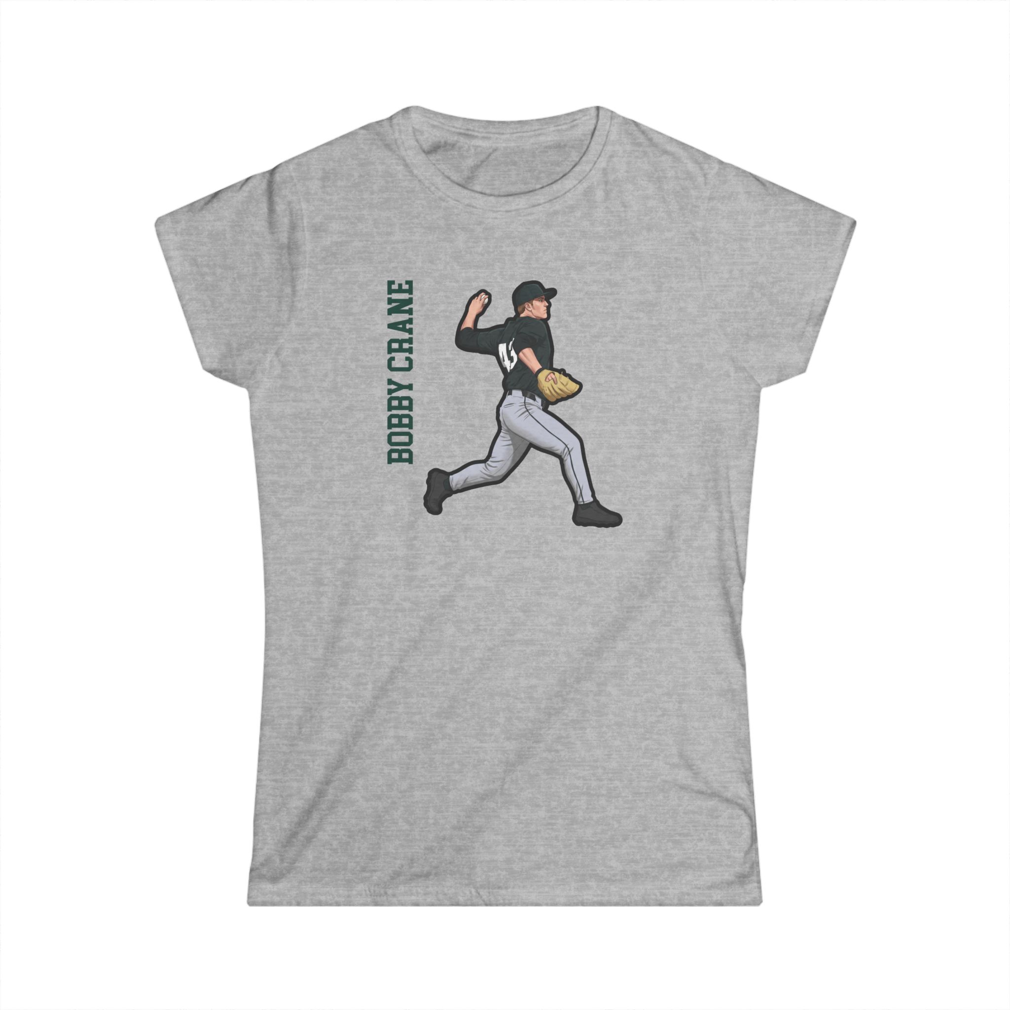Women's Softstyle Tee — character_name_vertical in Grey