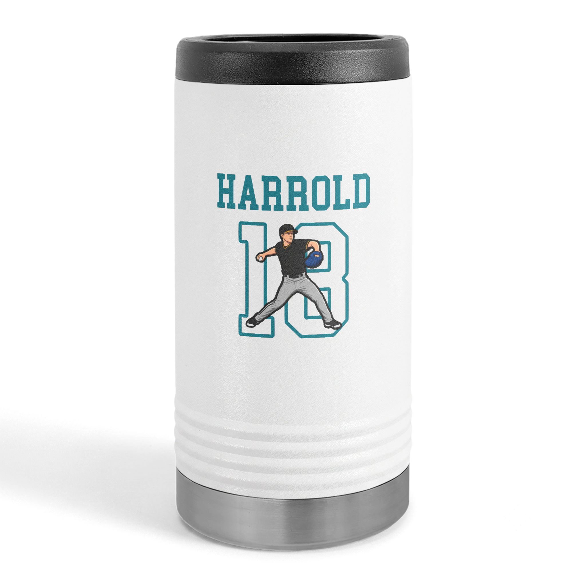 Slim Stainless Can Cooler — character_shirsey in White
