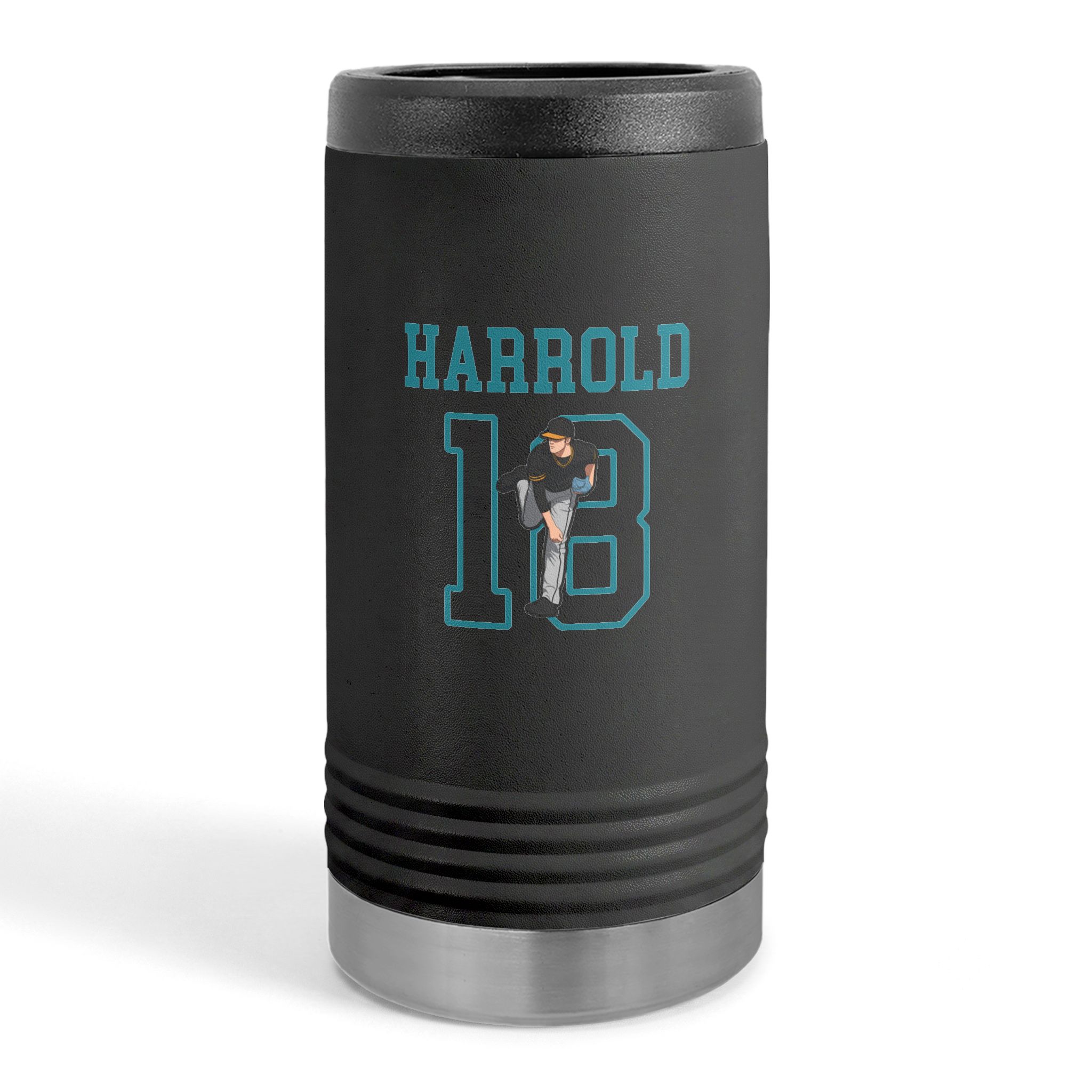 Slim Stainless Can Cooler — character_shirsey in Black