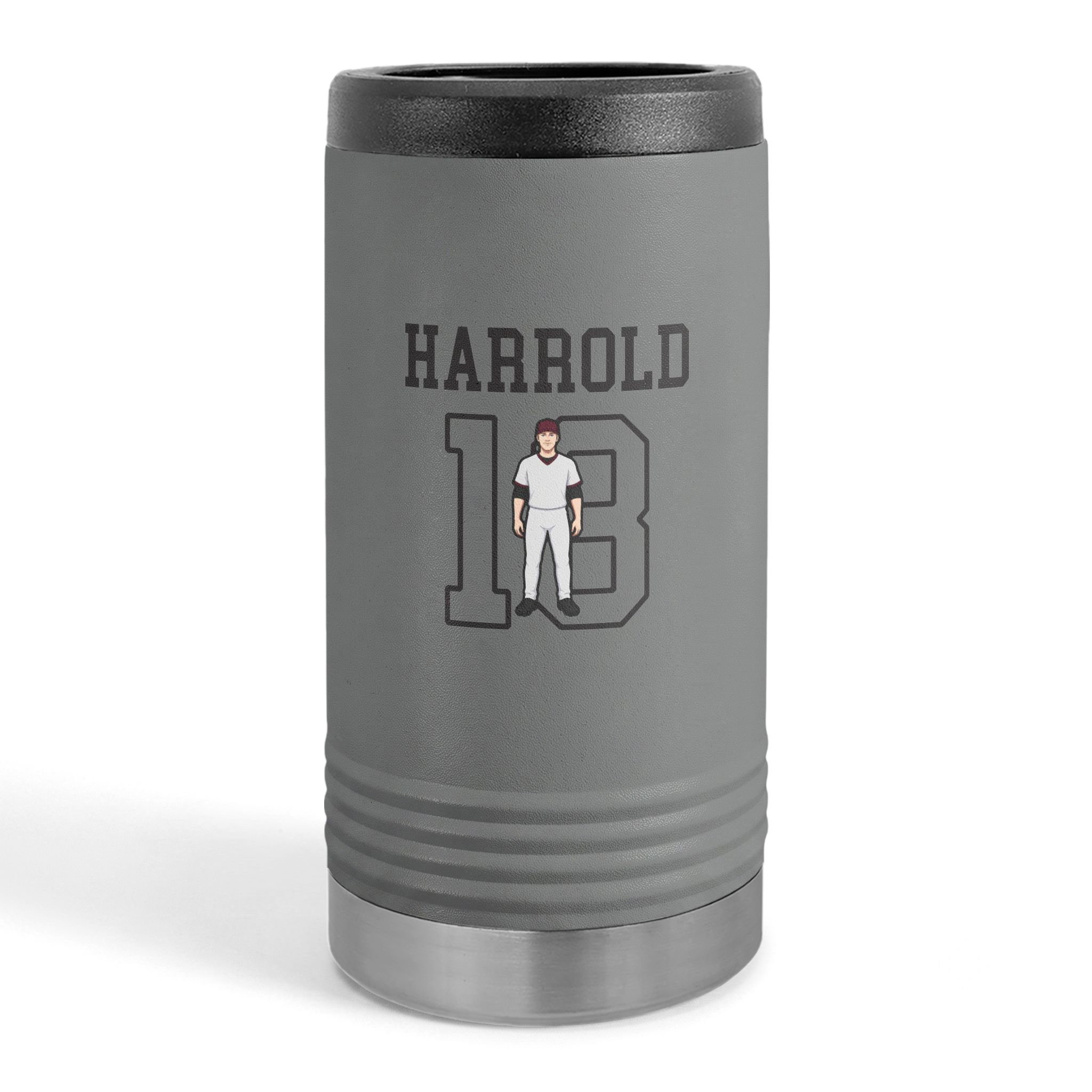 Slim Stainless Can Cooler — character_shirsey in Grey
