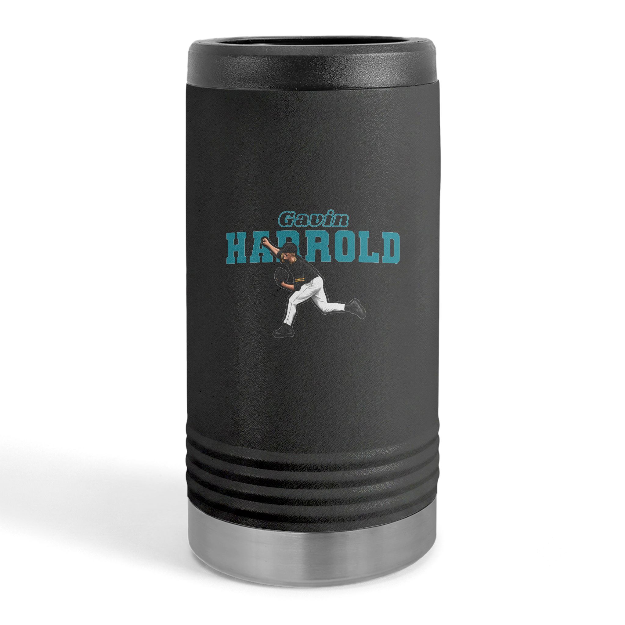 Slim Stainless Can Cooler — character_name_arch in Black