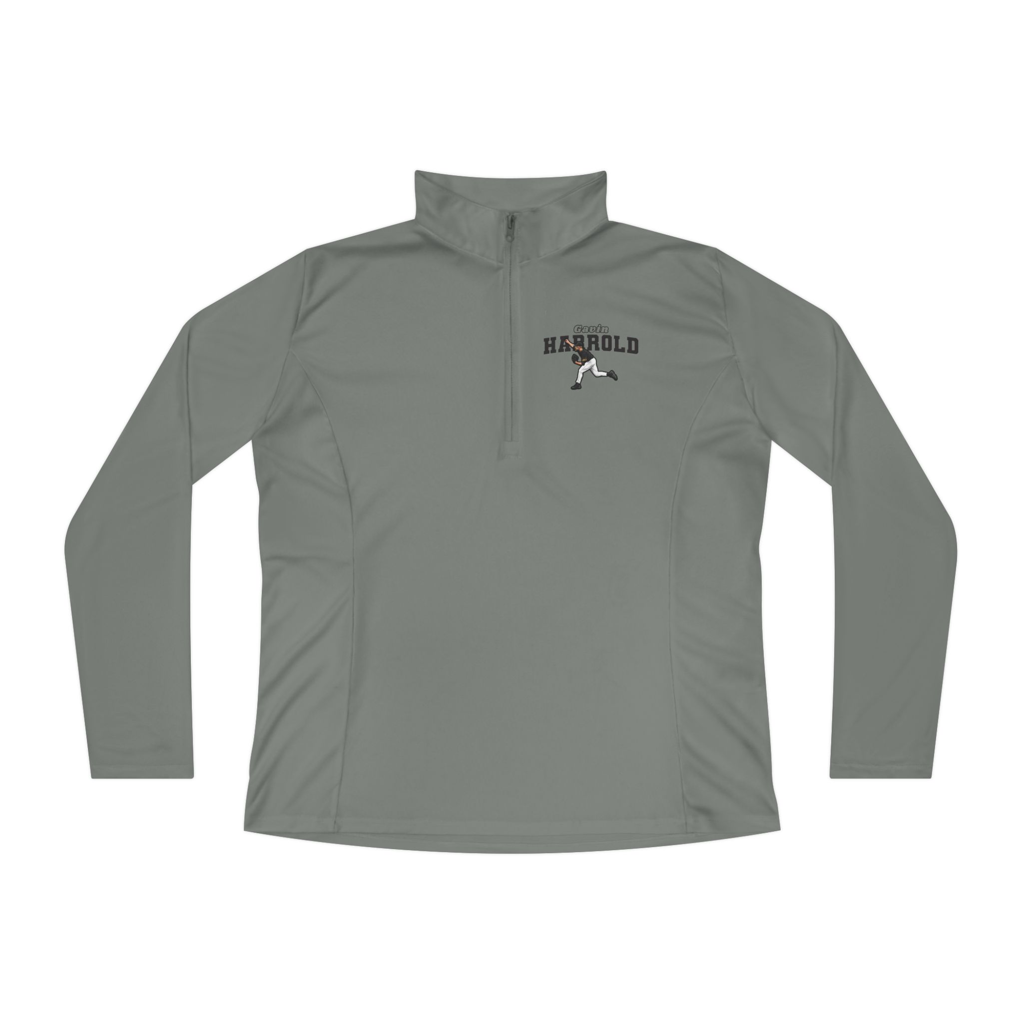 Women's Q-Zip Pullover — character_name_arch in Grey