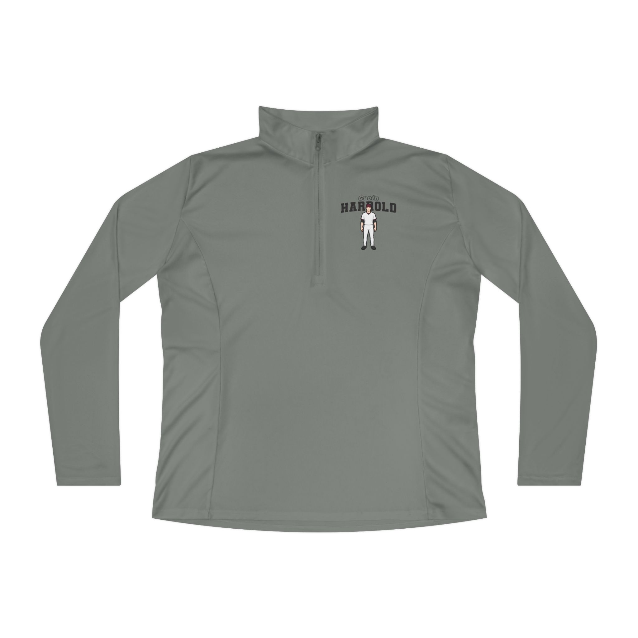 Women's Q-Zip Pullover — character_name_arch in Grey