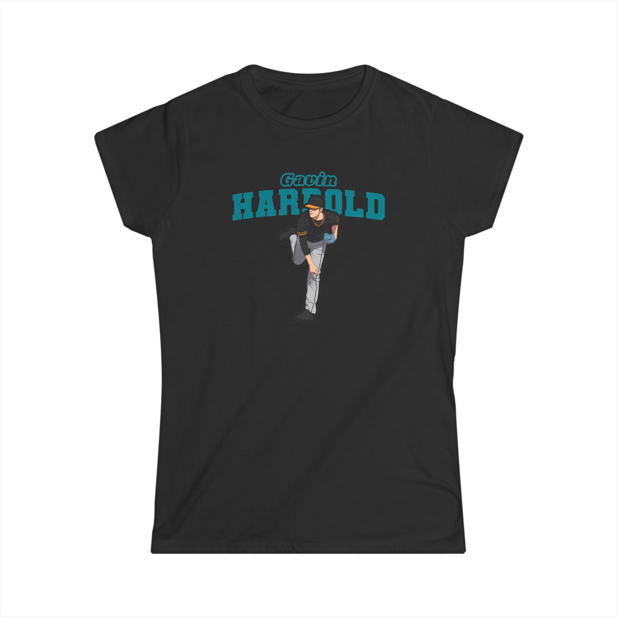 Women's Softstyle Tee — character_name_arch in Black