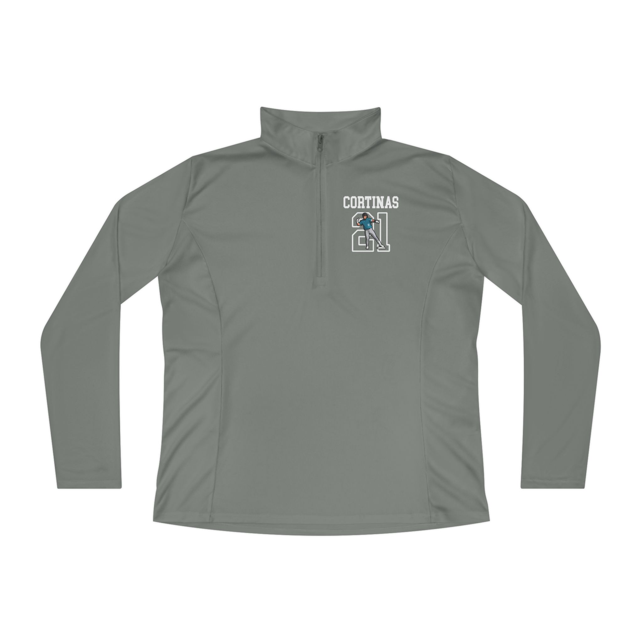 Women's Q-Zip Pullover — character_shirsey in Grey