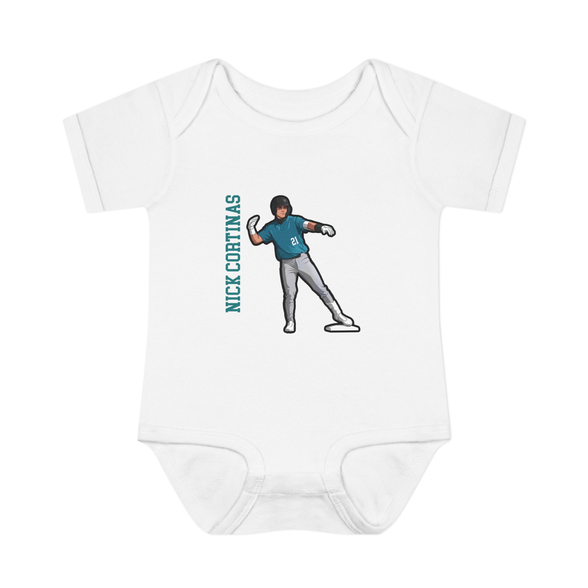 Baby Onesie — character_name_vertical in White