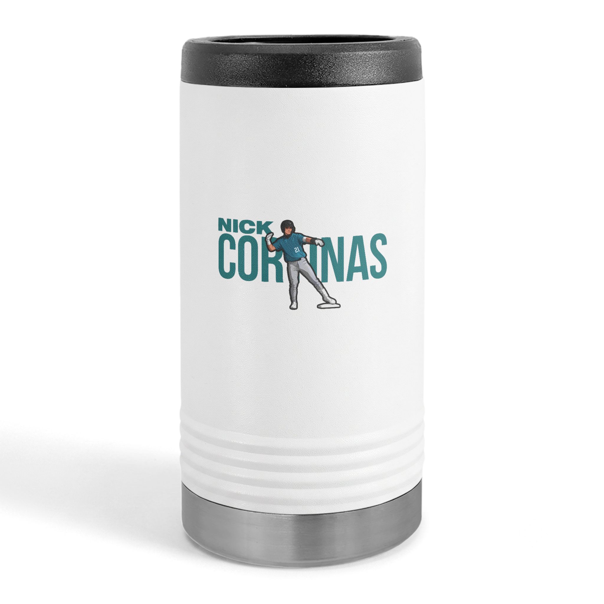 Slim Stainless Can Cooler — character_player_name in White