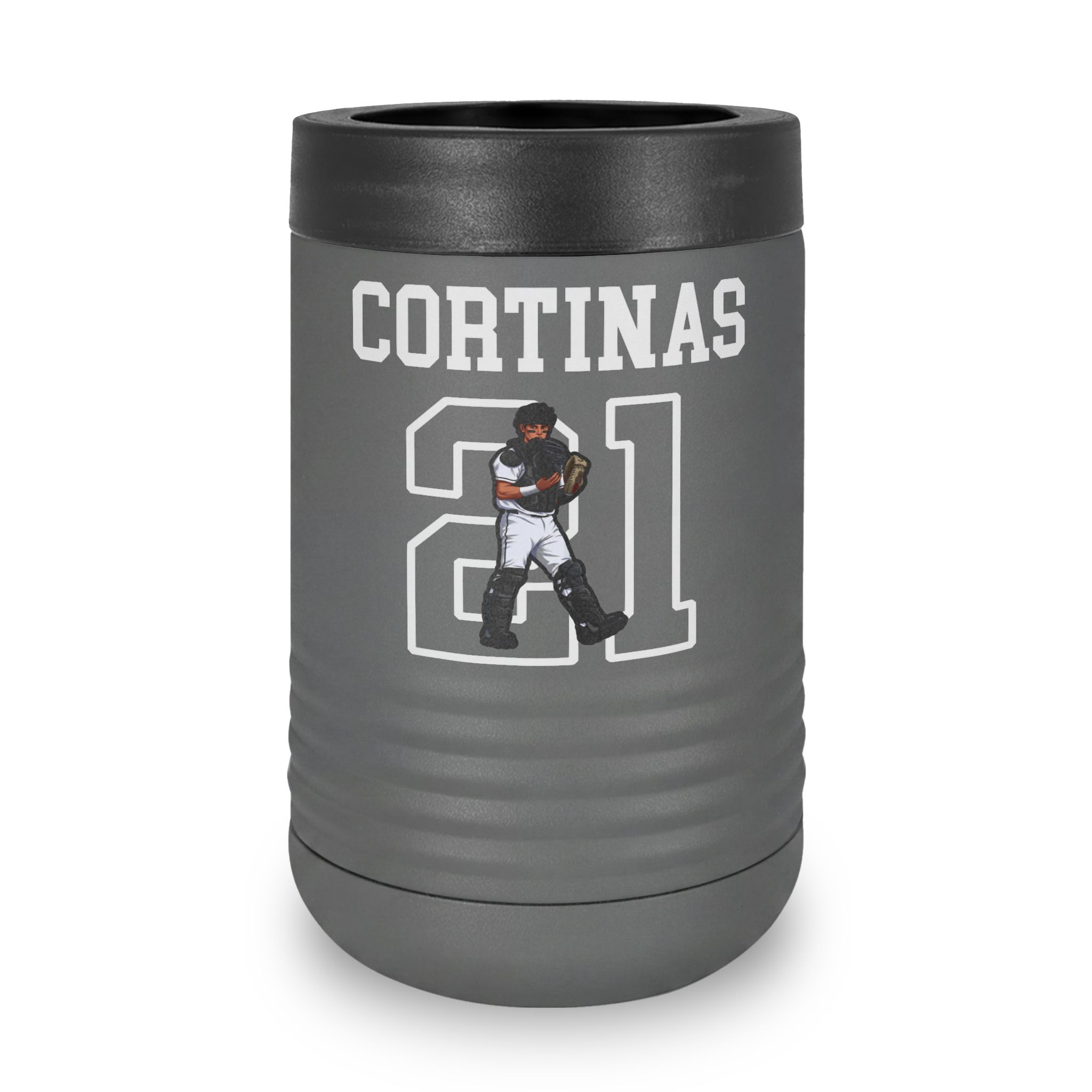 Stainless Can Cooler — character_shirsey in Grey