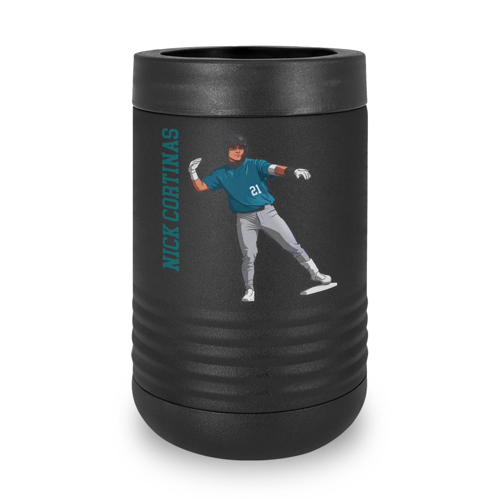 Stainless Can Cooler — character_name_vertical in Black