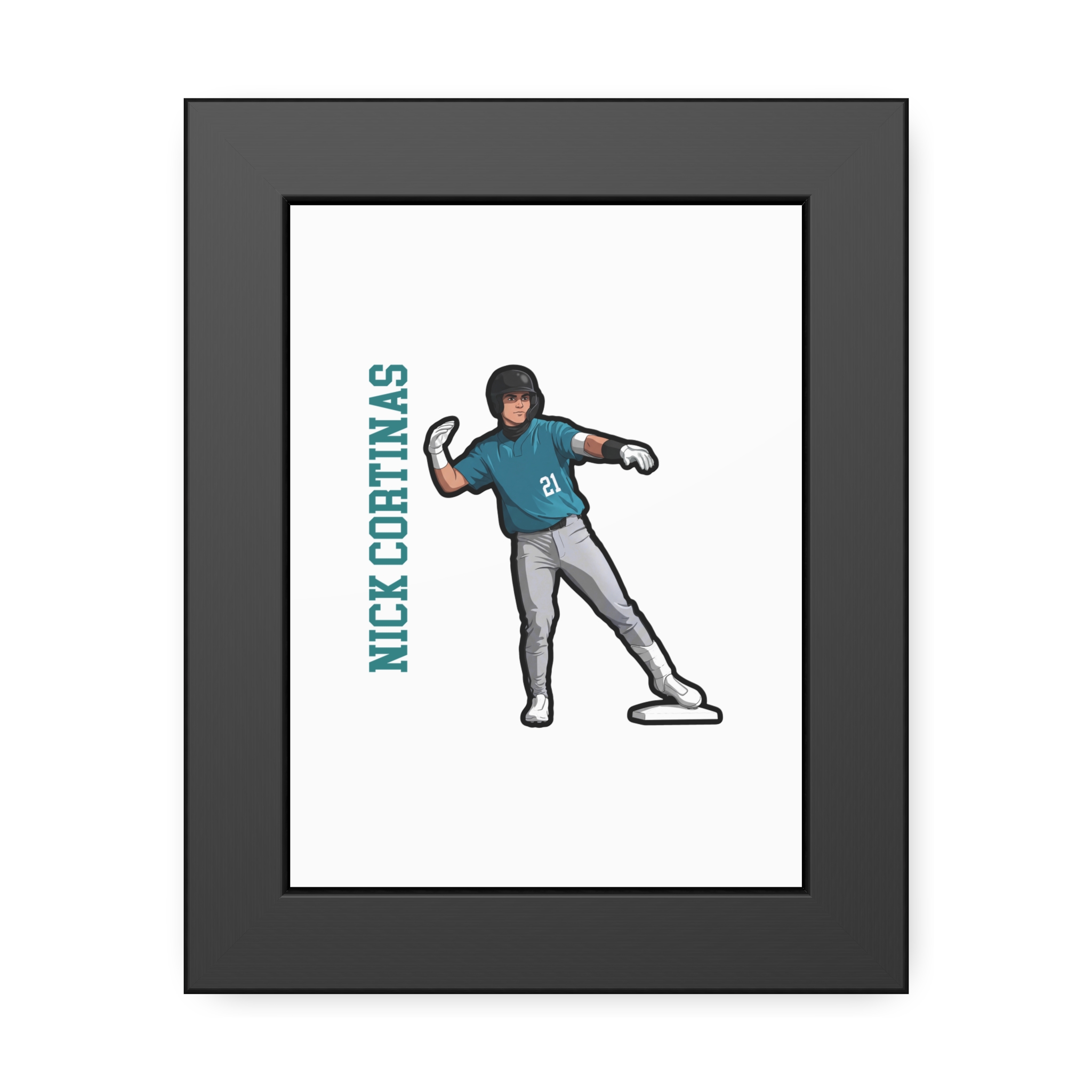 Framed Poster — character_name_vertical in Black