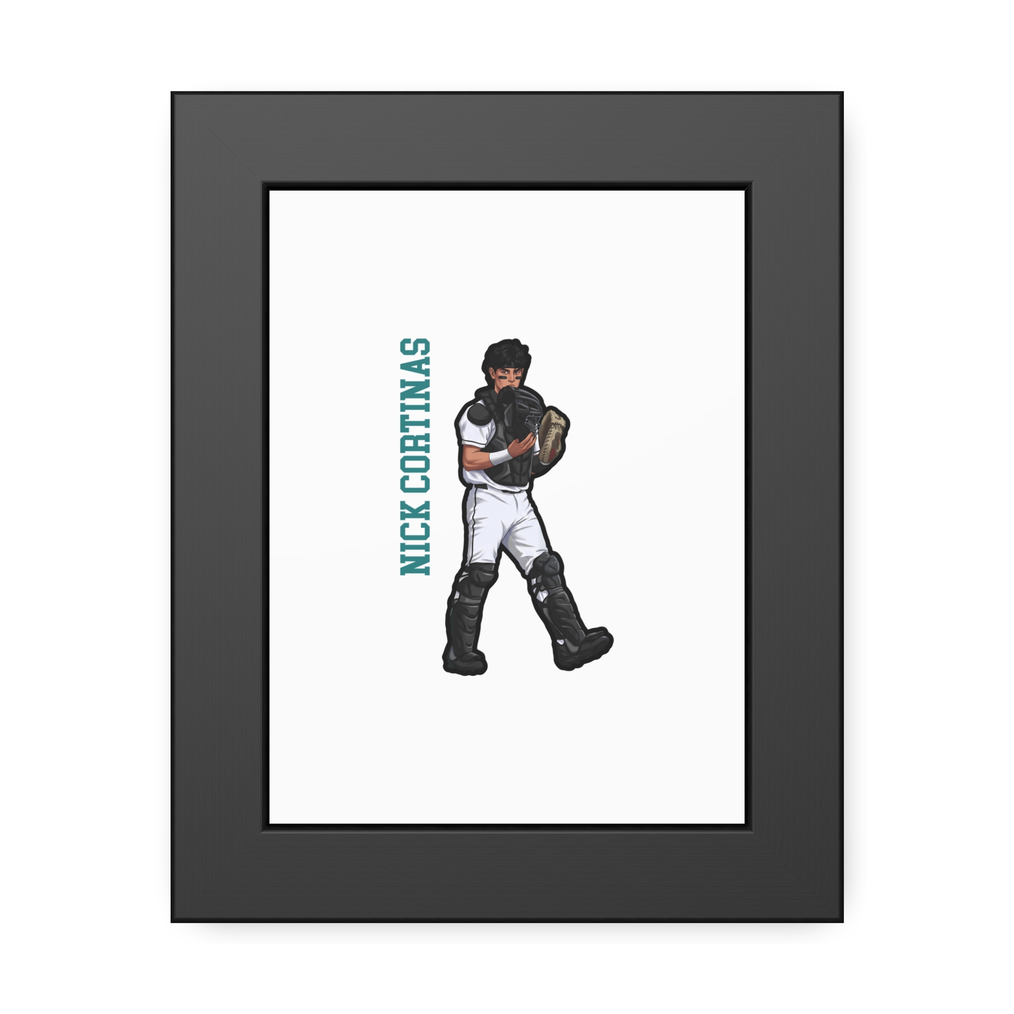 Framed Poster — character_name_vertical in Black